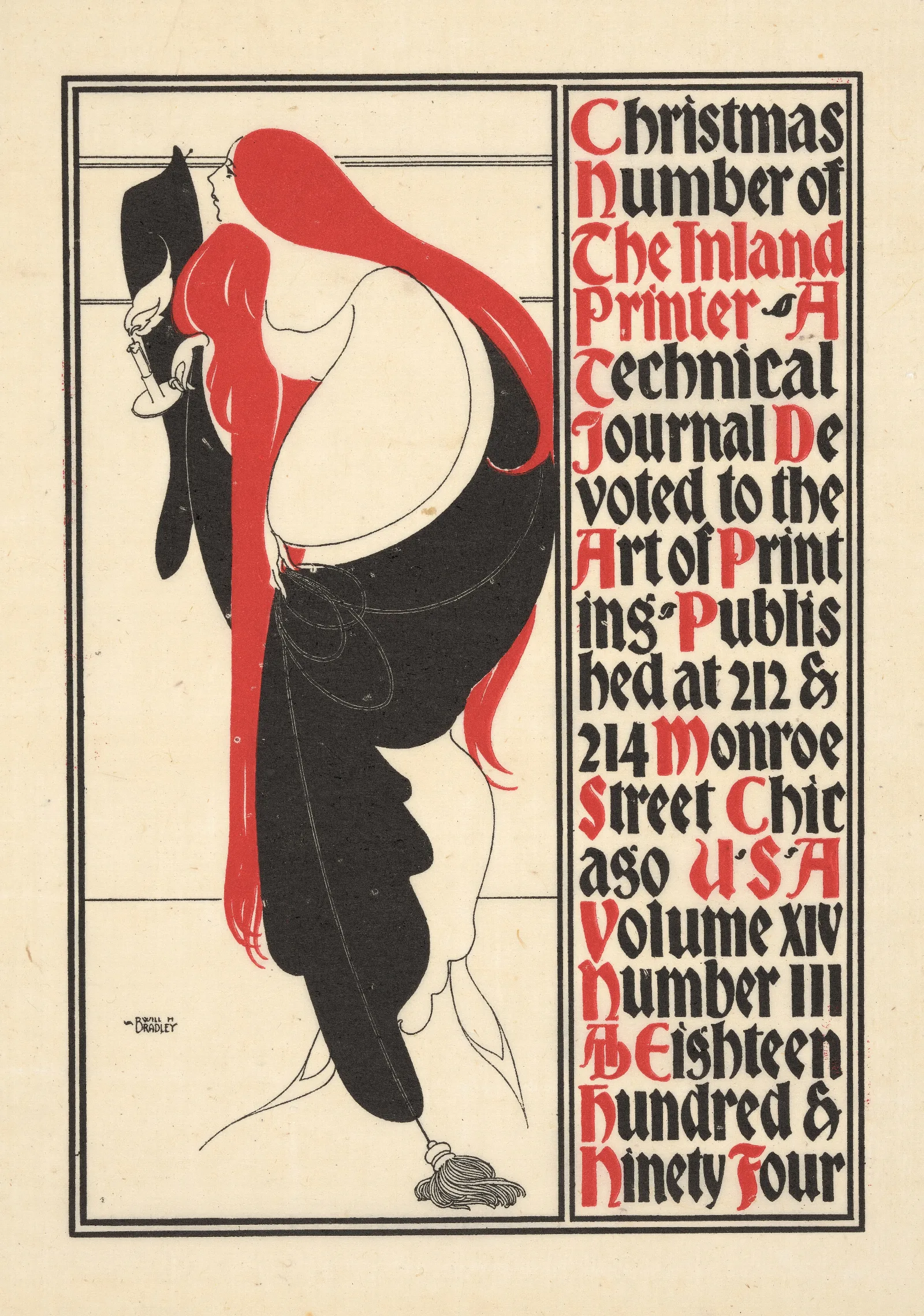 The Inland Printer Cover Design Christmas Issue Vol Xiv No 3 1894 by Will Bradley - Canvas Print