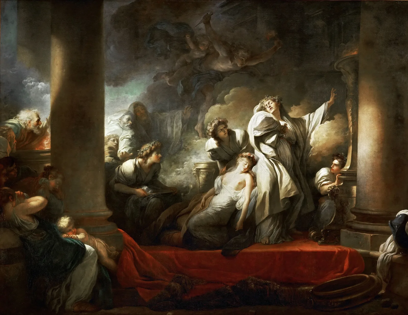 Coresus Sacrificing Himself To Save Callirhoe Wall Art by Jean-Honoré Fragonard - Canvas Print