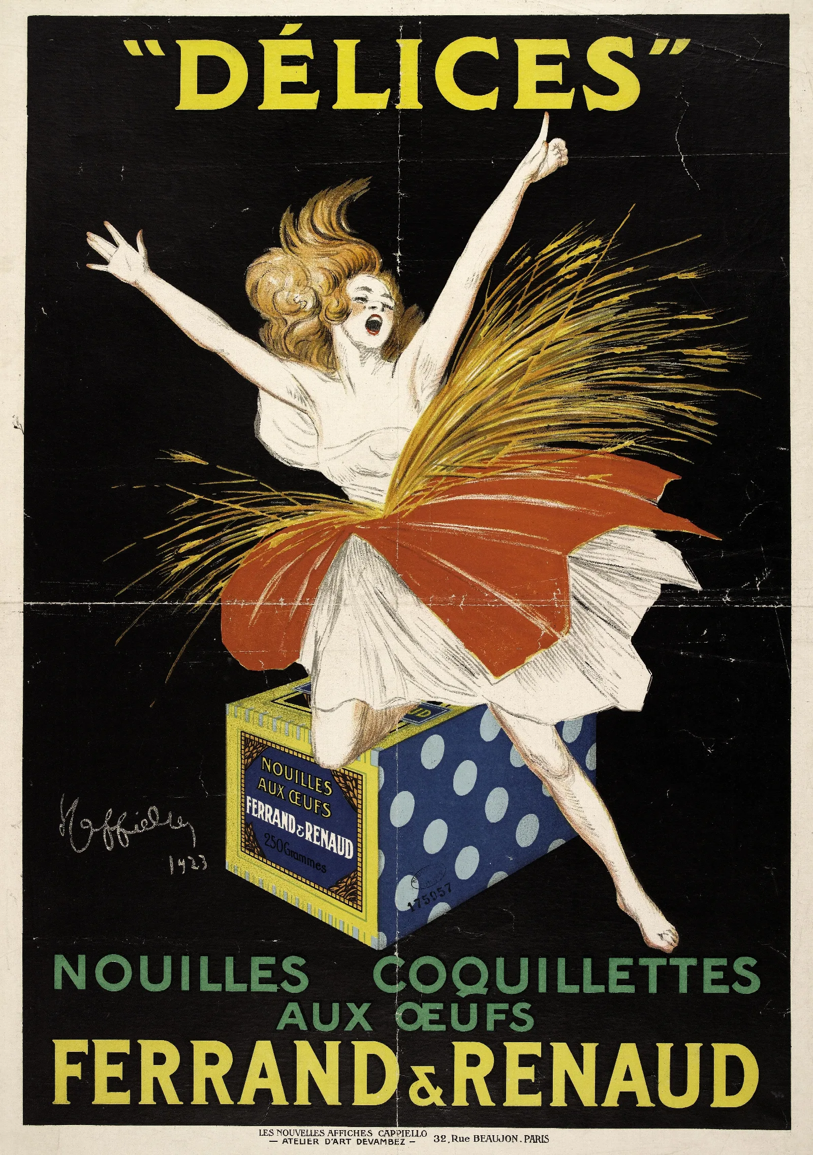 Delices Nouilles Coquillettes Aux Oeufs Ferrand Et Renaud Wall Art by Leonetto Cappiello - Canvas Print