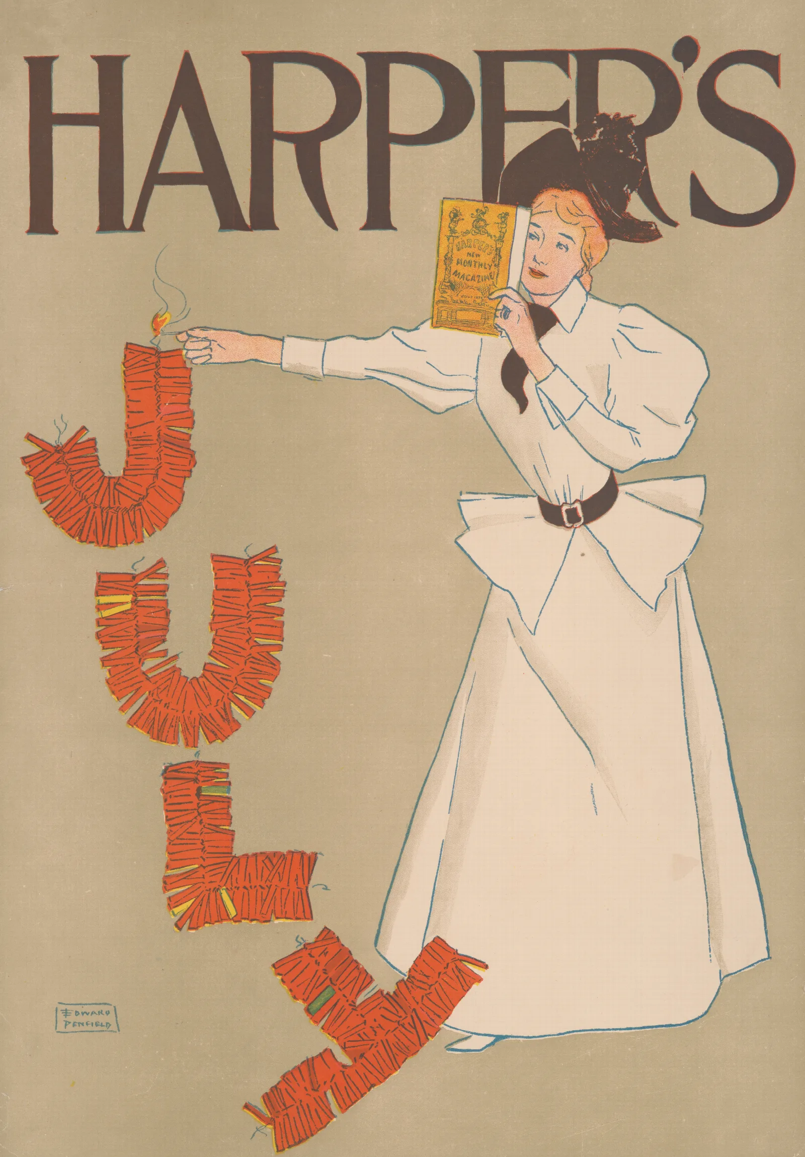 Harpers July Wall Art by Edward Penfield - Canvas Print