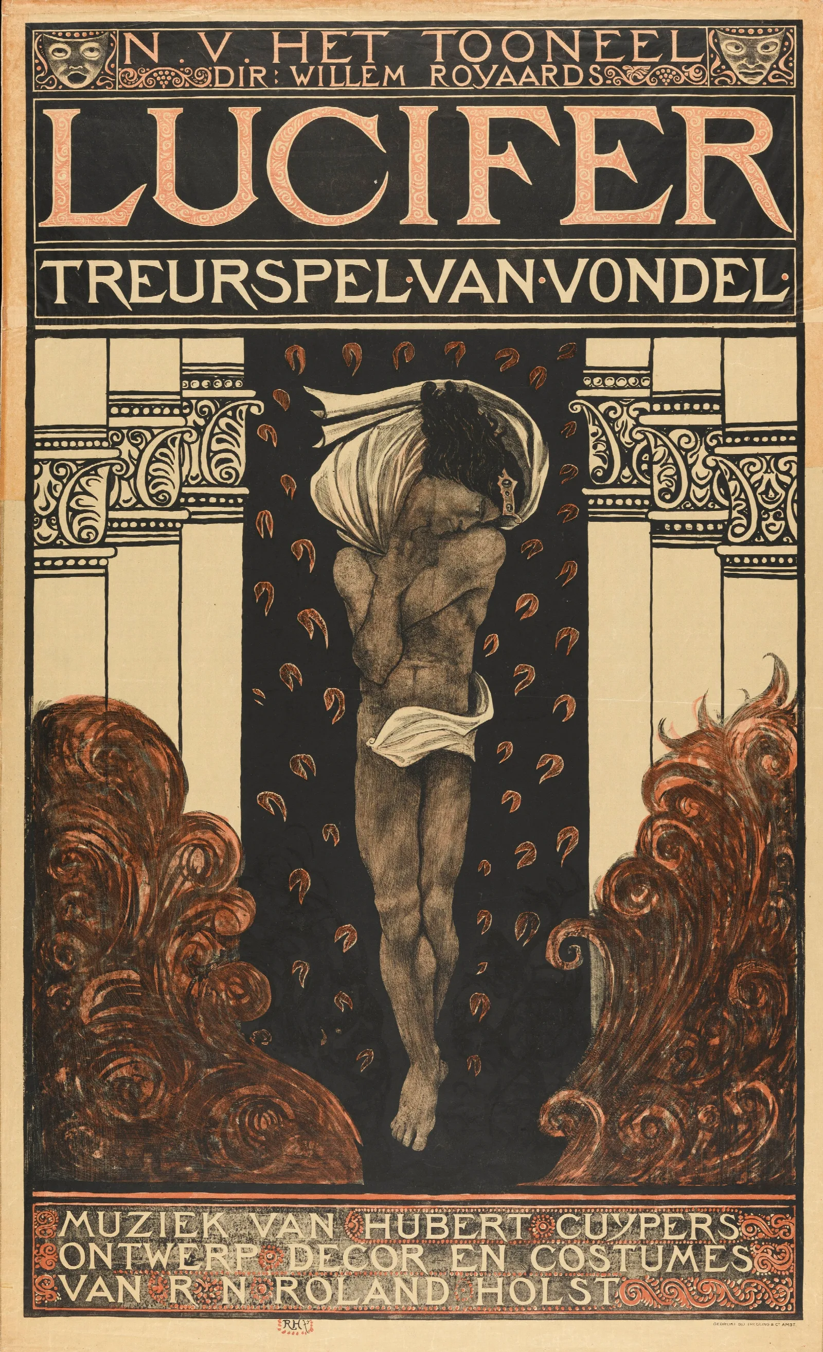Lucifer Treurspel Van Vondel N V Het Tooneel Dir Willem Royaards Muziek Van Hubert Cuypers Ontwerp Decor En Costumes Van R N Roland_ Wall Art by Richard Nicolaüs Roland Holst - Canvas Print