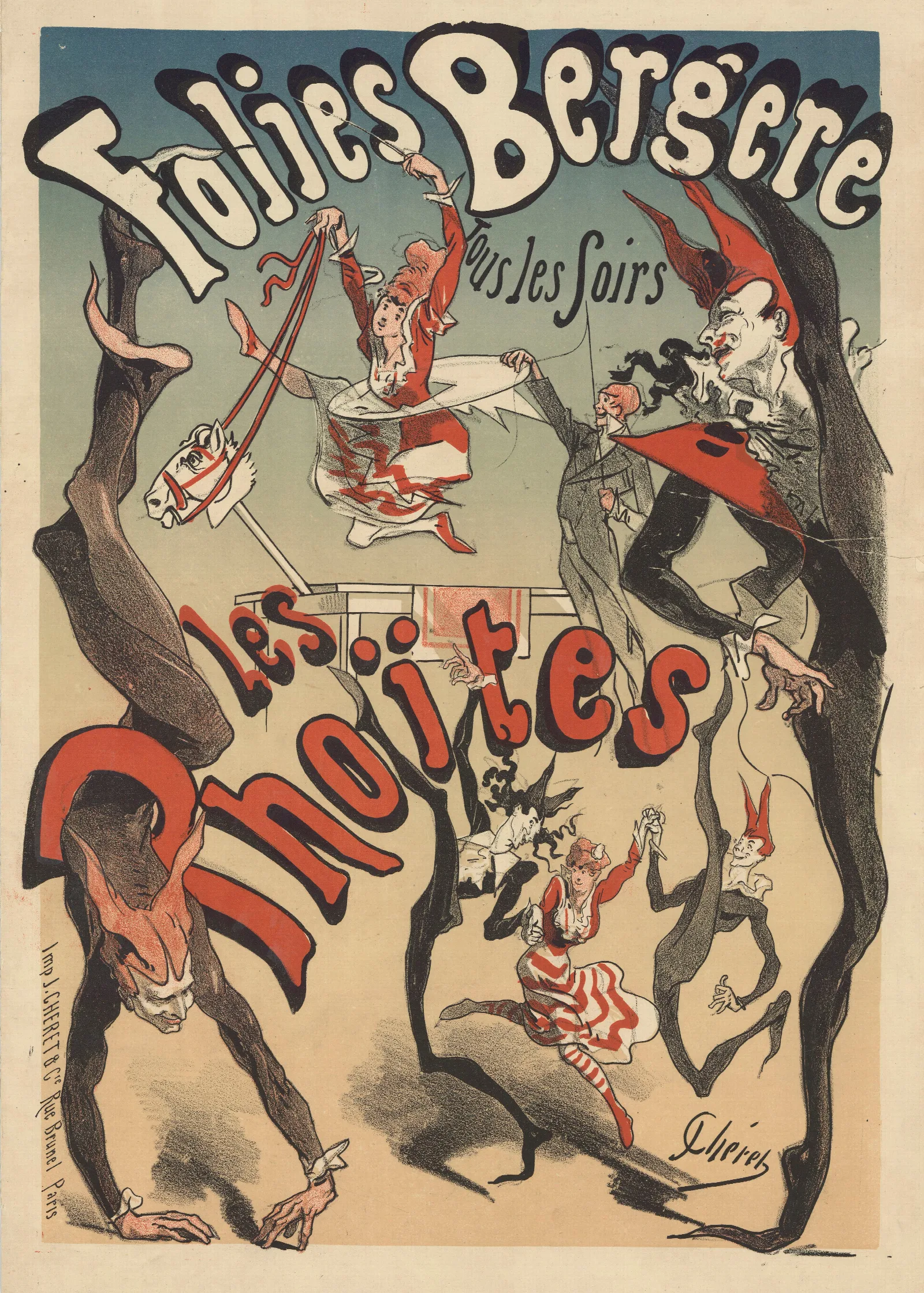 Folies Bergere Les Phoites Wall Art by Jules Chéret - Canvas Print