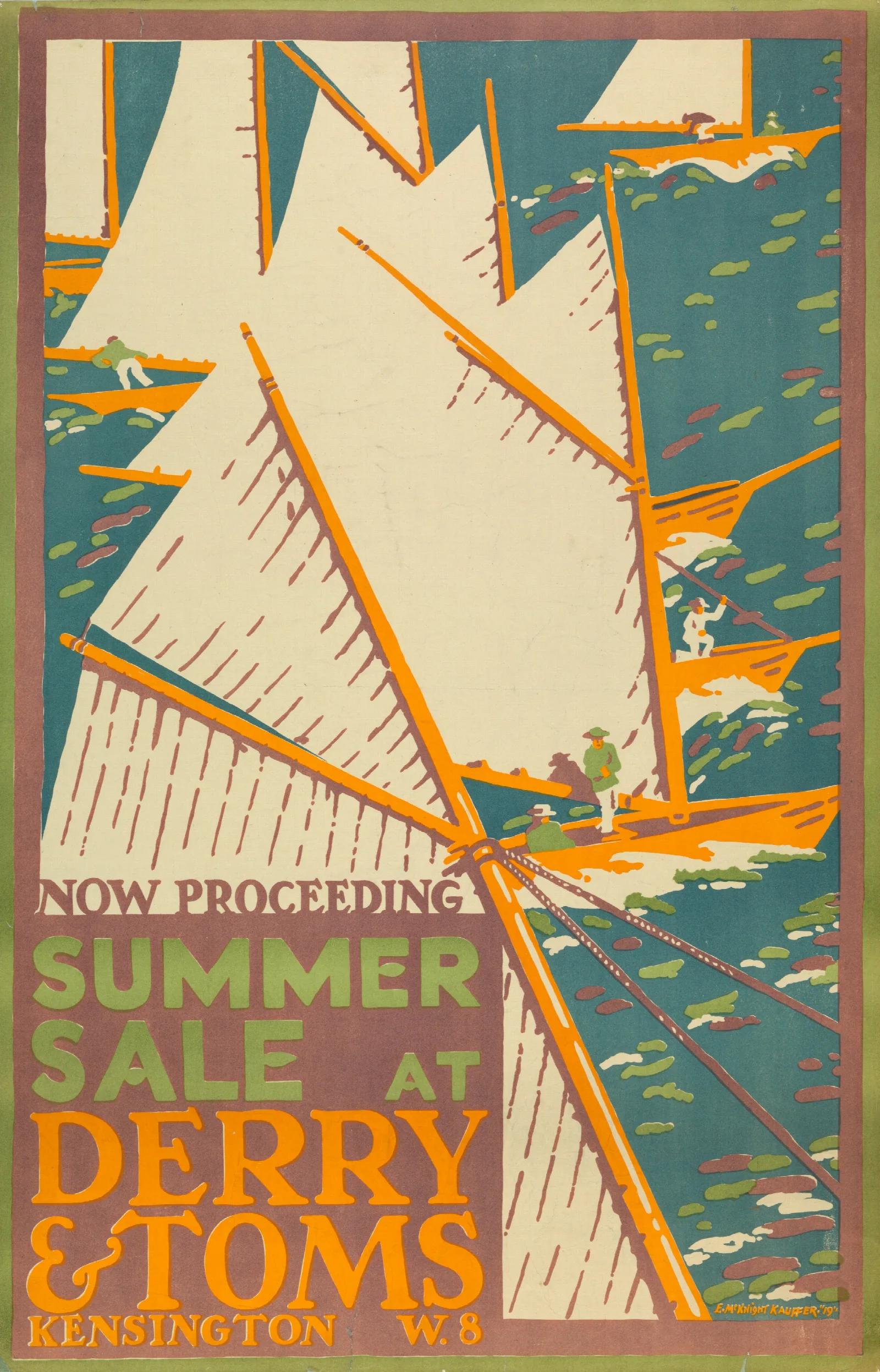 Summer Sale At Derry And Toms London Wall Art by Edward McKnight Kauffer - Canvas Print