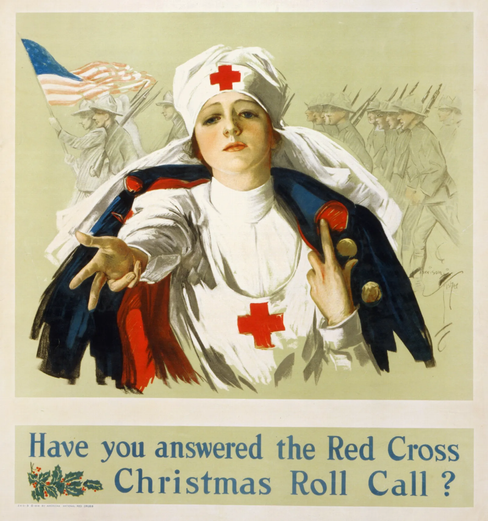 Have You Answered The Red Cross Christmas Roll Call Wall Art by Harrison Fisher - Canvas Print