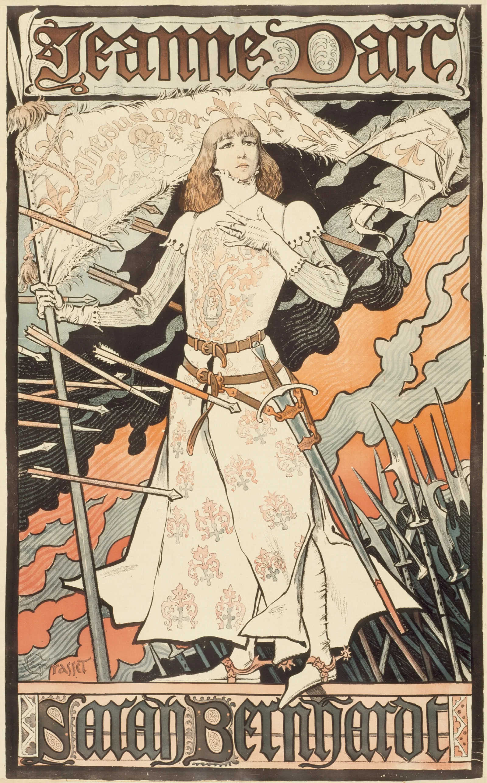 Jeanne Darc Sarah Bernhardt Wall Art by Eugène Grasset - Canvas Print