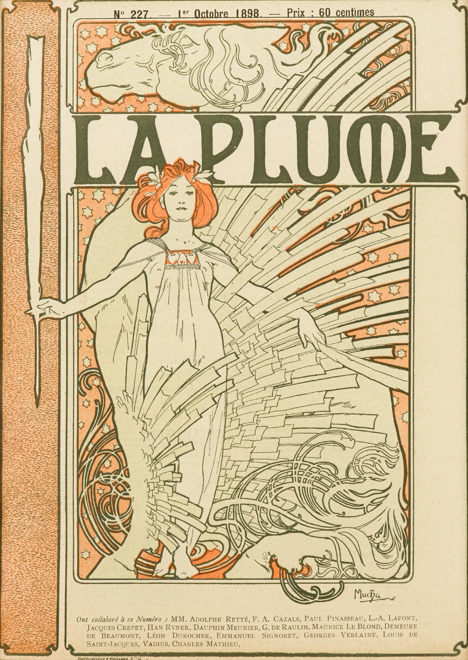 La Plume 2 Wall Art by Alphonse Mucha - Canvas Print