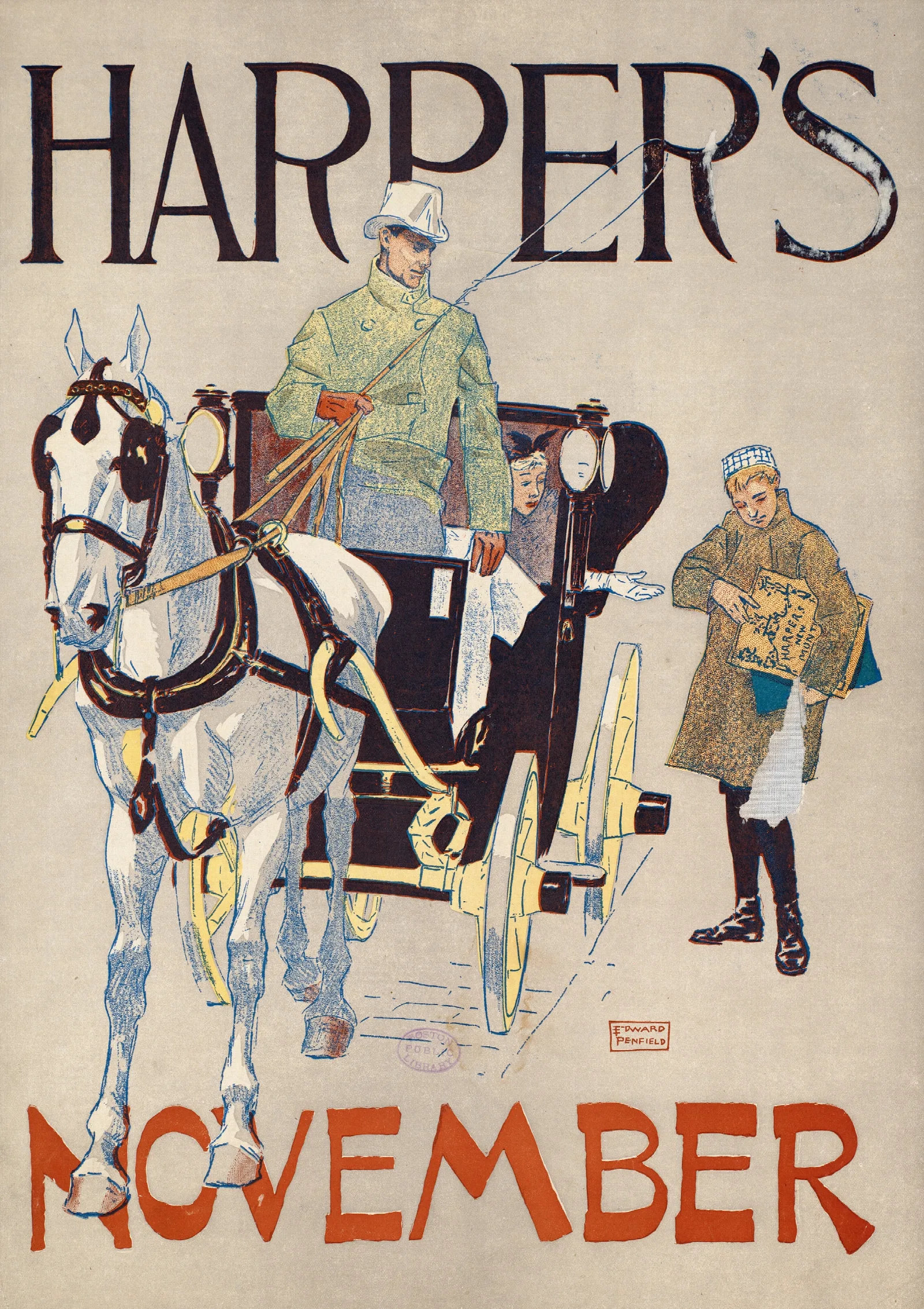 Harpers November Wall Art by Edward Penfield - Canvas Print