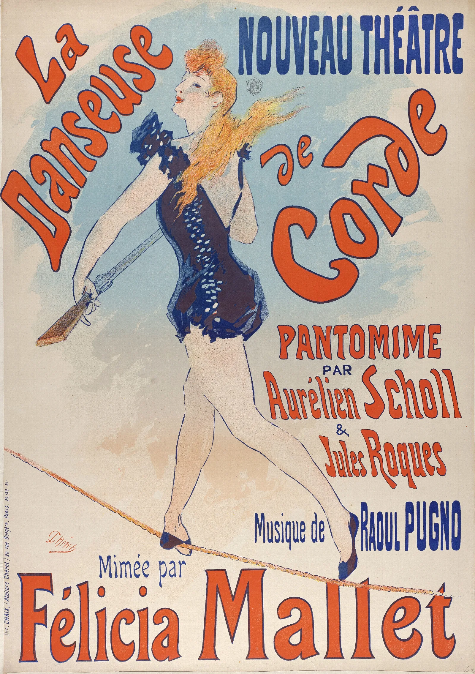 La Danseuse De Corde Wall Art by Jules Chéret - Canvas Print
