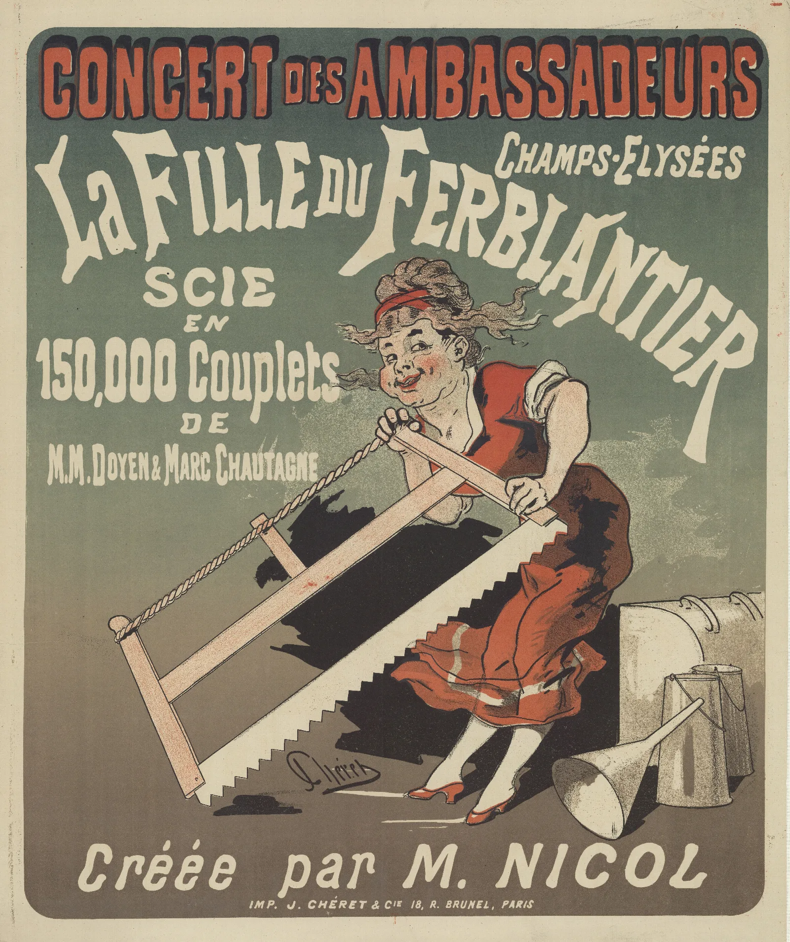 Concert Des Ambassadeurs La Fille Du Ferblantier Wall Art by Jules Chéret - Canvas Print