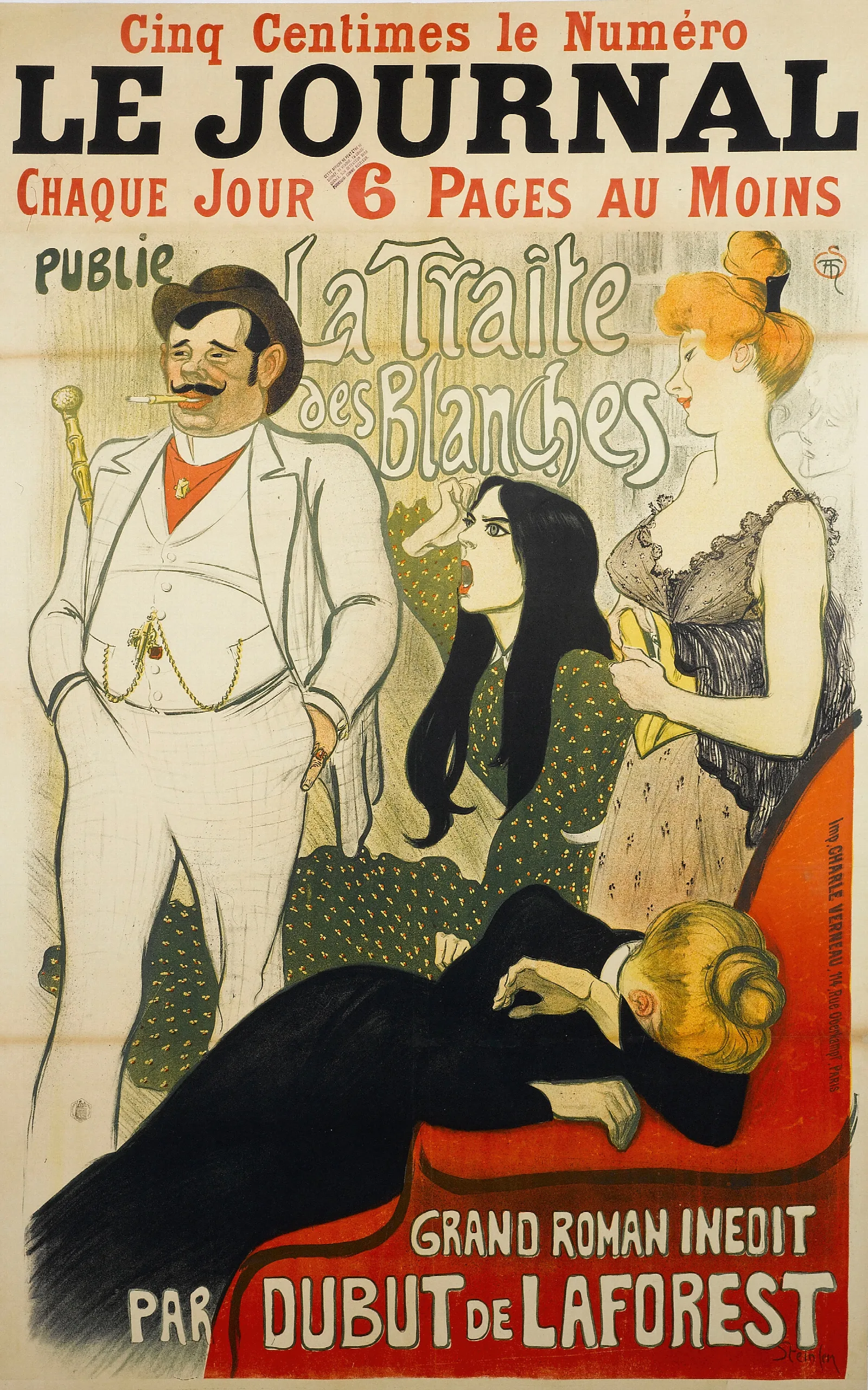 Le Journal Chaque Joue 6 Pages Au Moins Publie La Traite Des Blanches Wall Art by Théophile Alexandre Steinlen - Canvas Print