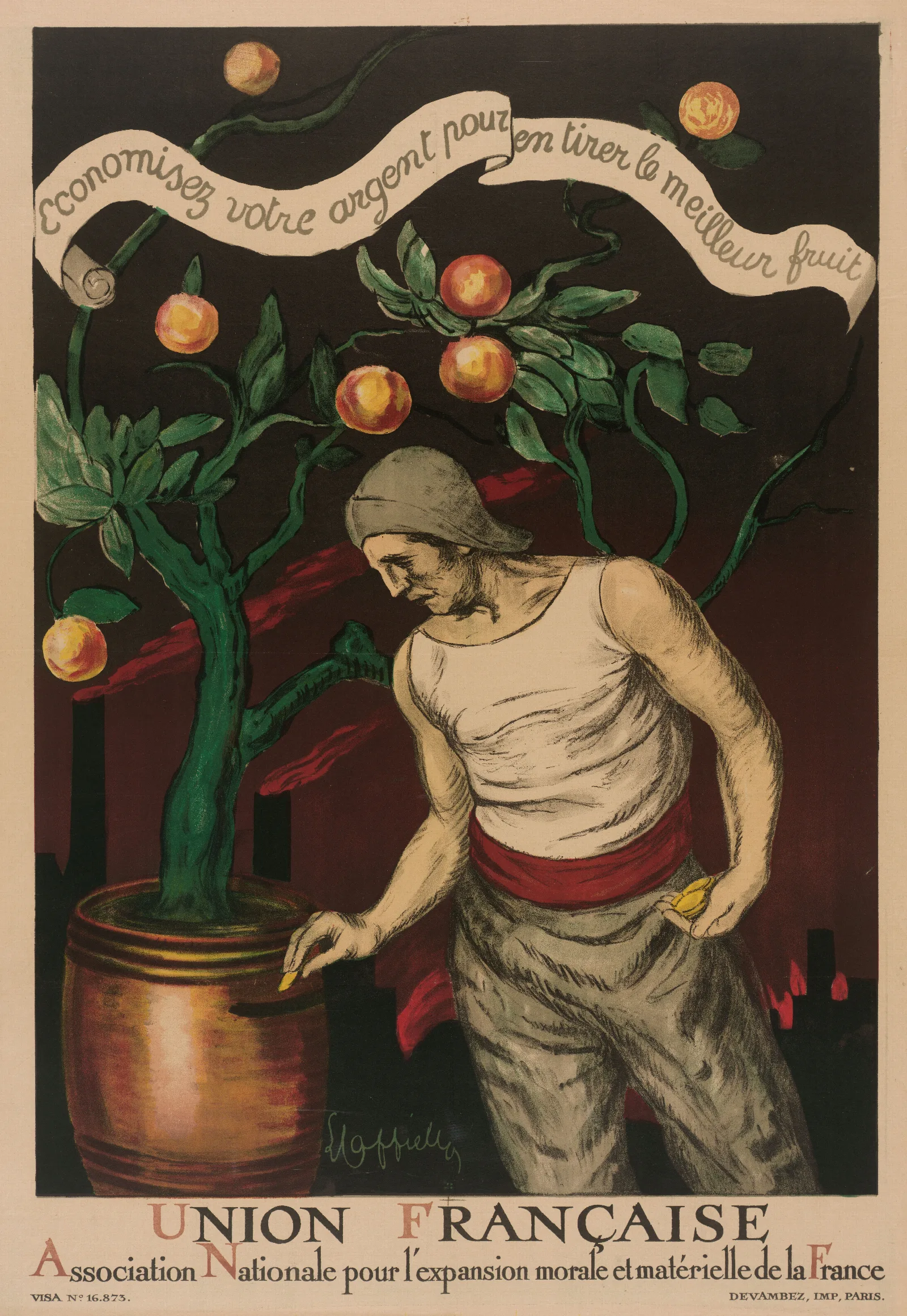 Union Francaise Association Nationale Pour Lexpansion Morale Et Materielle De La France Wall Art by Leonetto Cappiello - Canvas Print