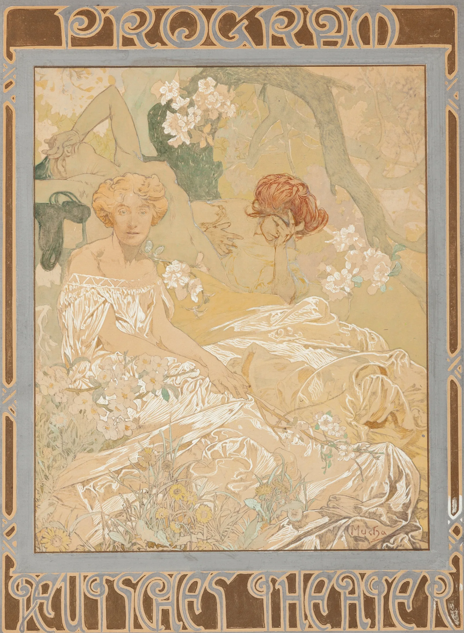 Deutsches Schauspiel Haus Theater Program Wall Art by Alphonse Mucha - Canvas Print