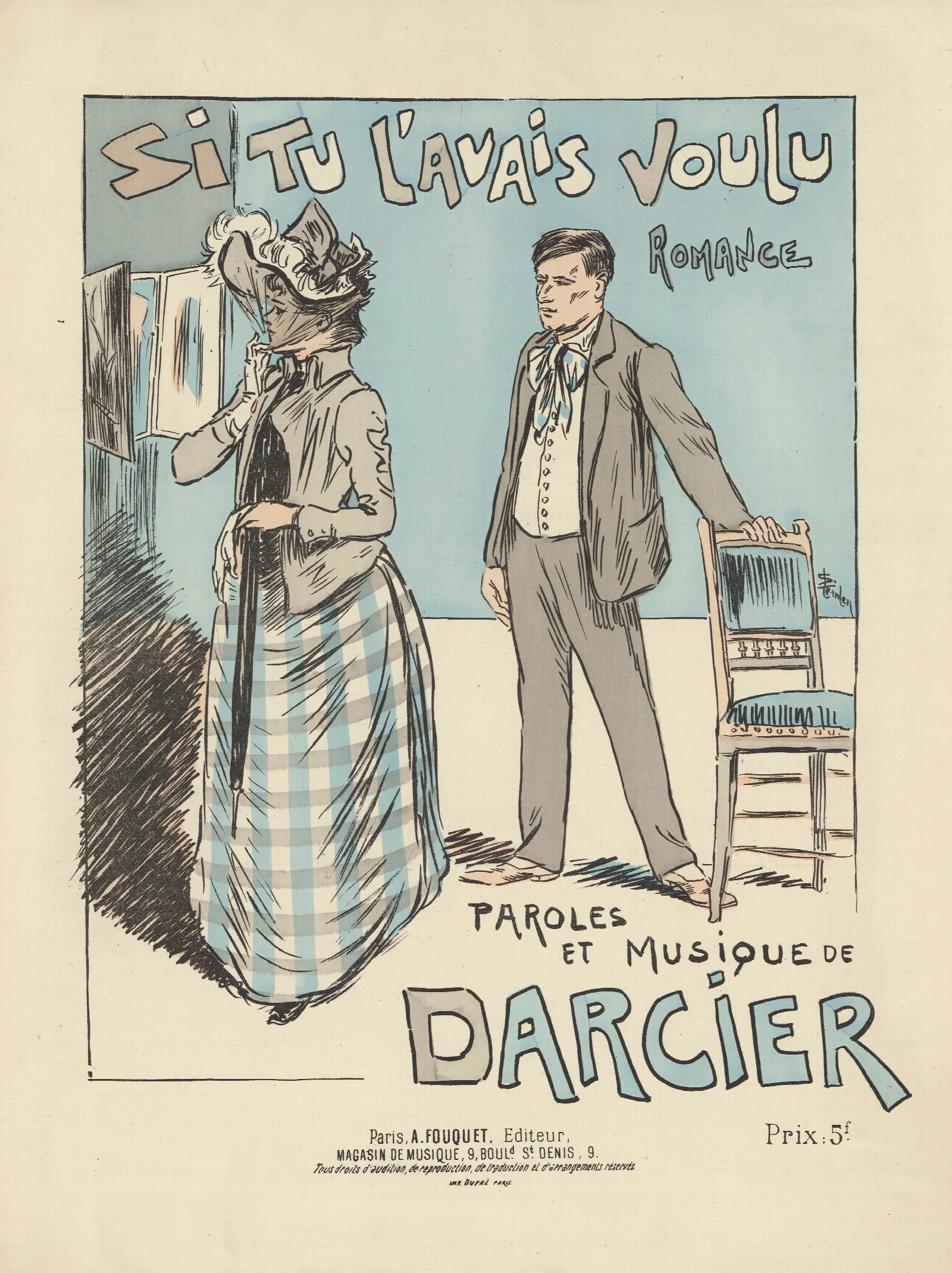 Si Tu Lavais Voulu Romance Paroles Et Musique De Darcier Wall Art by Théophile Alexandre Steinlen - Canvas Print