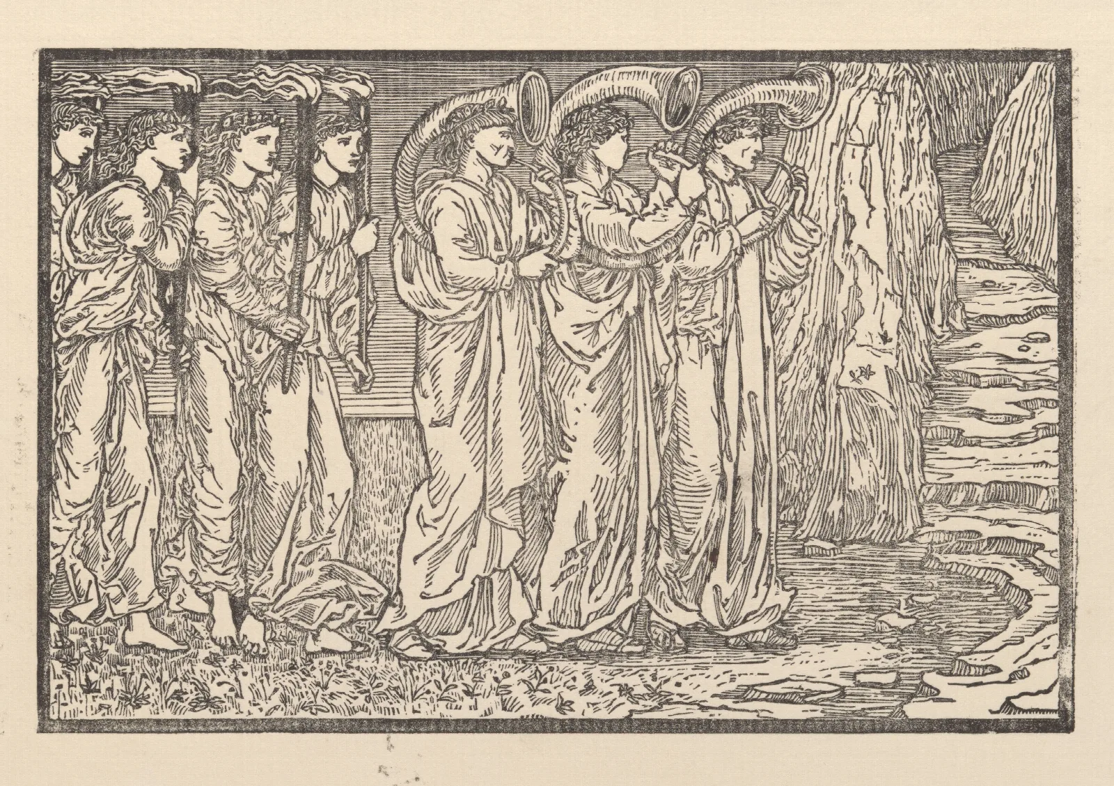 Procession To The Rock I Wall Art by Sir Edward Coley Burne-Jones - Canvas Print