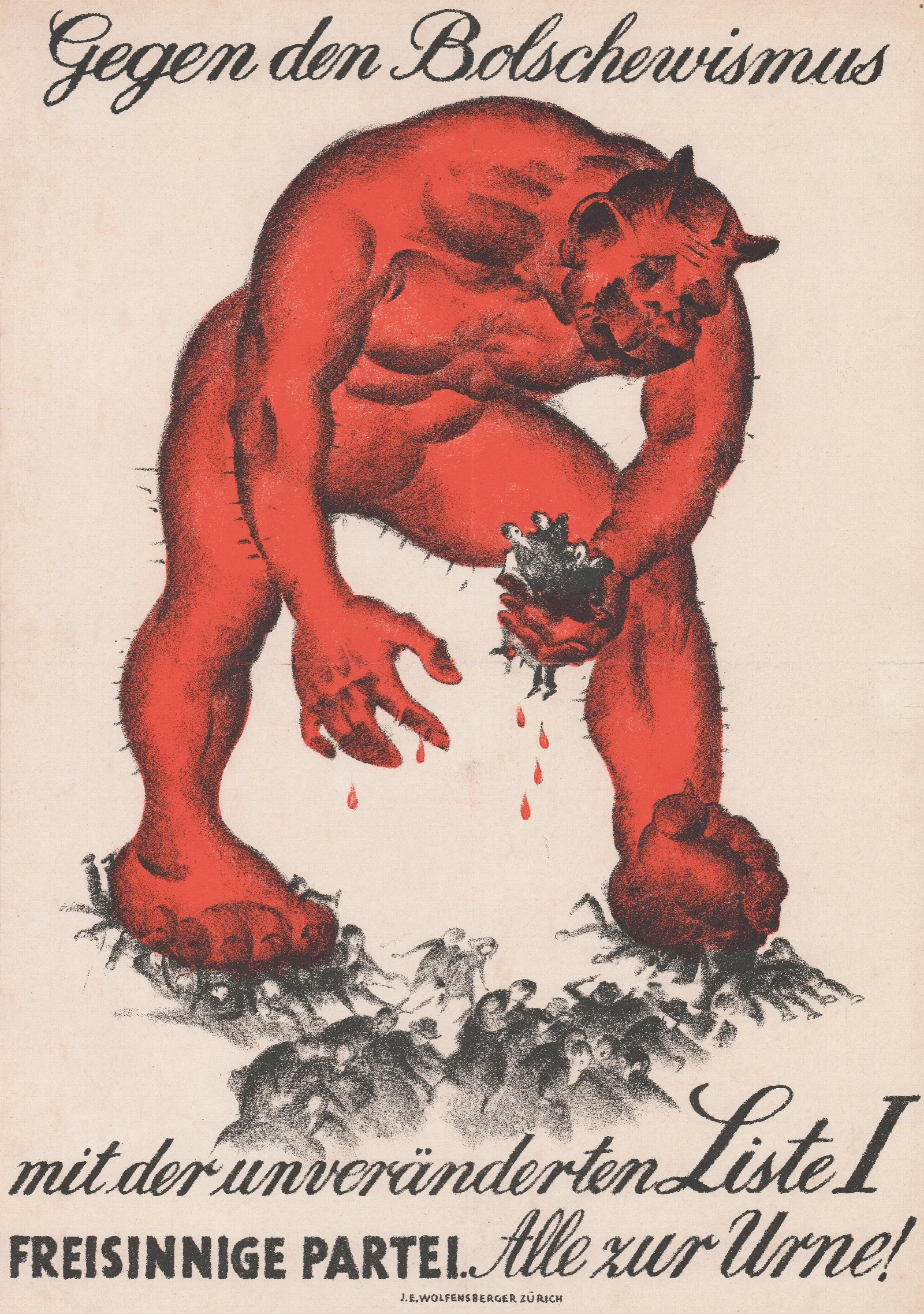 Gegen Den Bolschewismus Mit Der Unveranderten Liste 1 Freisinnige Partei Alle Zur Urne Wall Art by Burkhard Mangold - Canvas Print