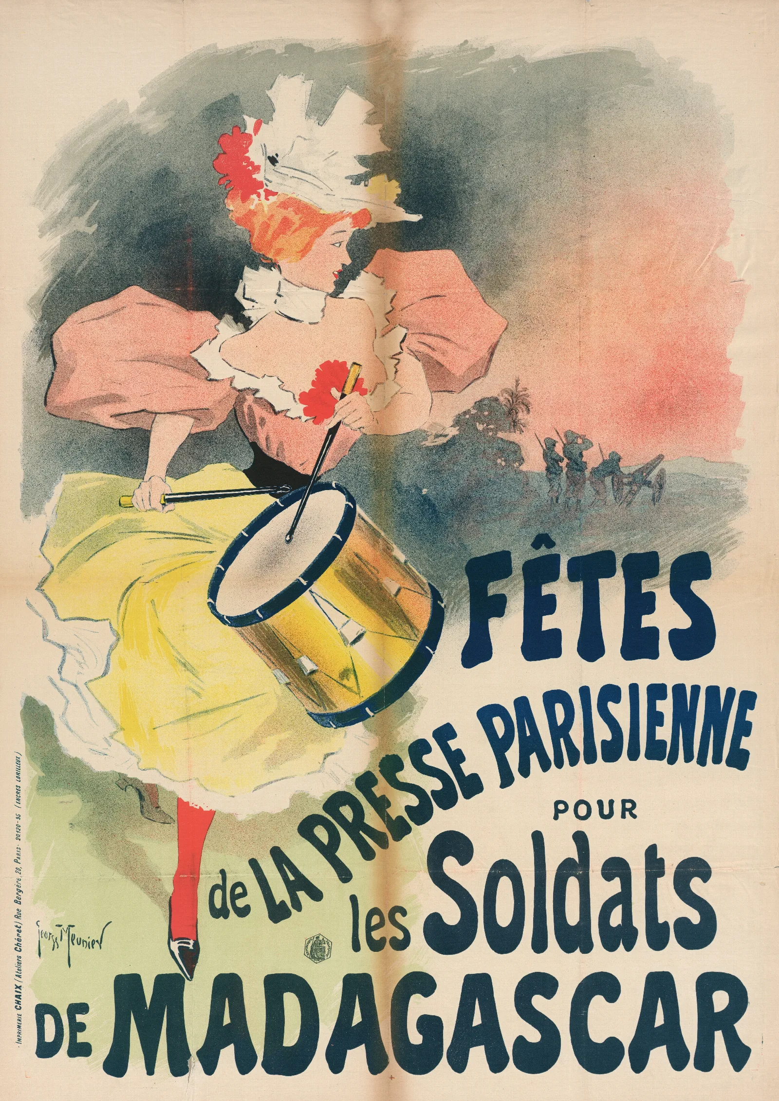 Fetes De La Presse Parisienne Pour Les Soldats De Madagascar Wall Art by Georges Meunier - Canvas Print