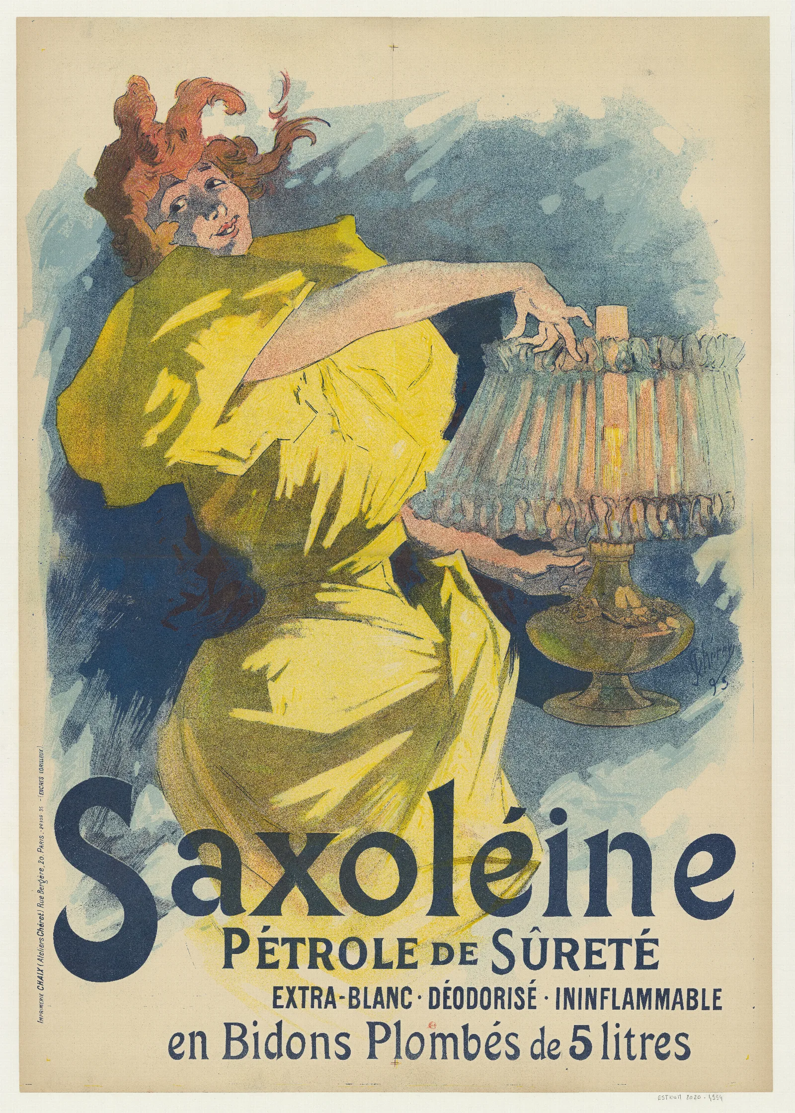 Saxoleine Petrole De Surete Extra Blanc Deodorise Ininflammable En Bidons Plombes De 5 Litres Wall Art by Jules Chéret - Canvas Print