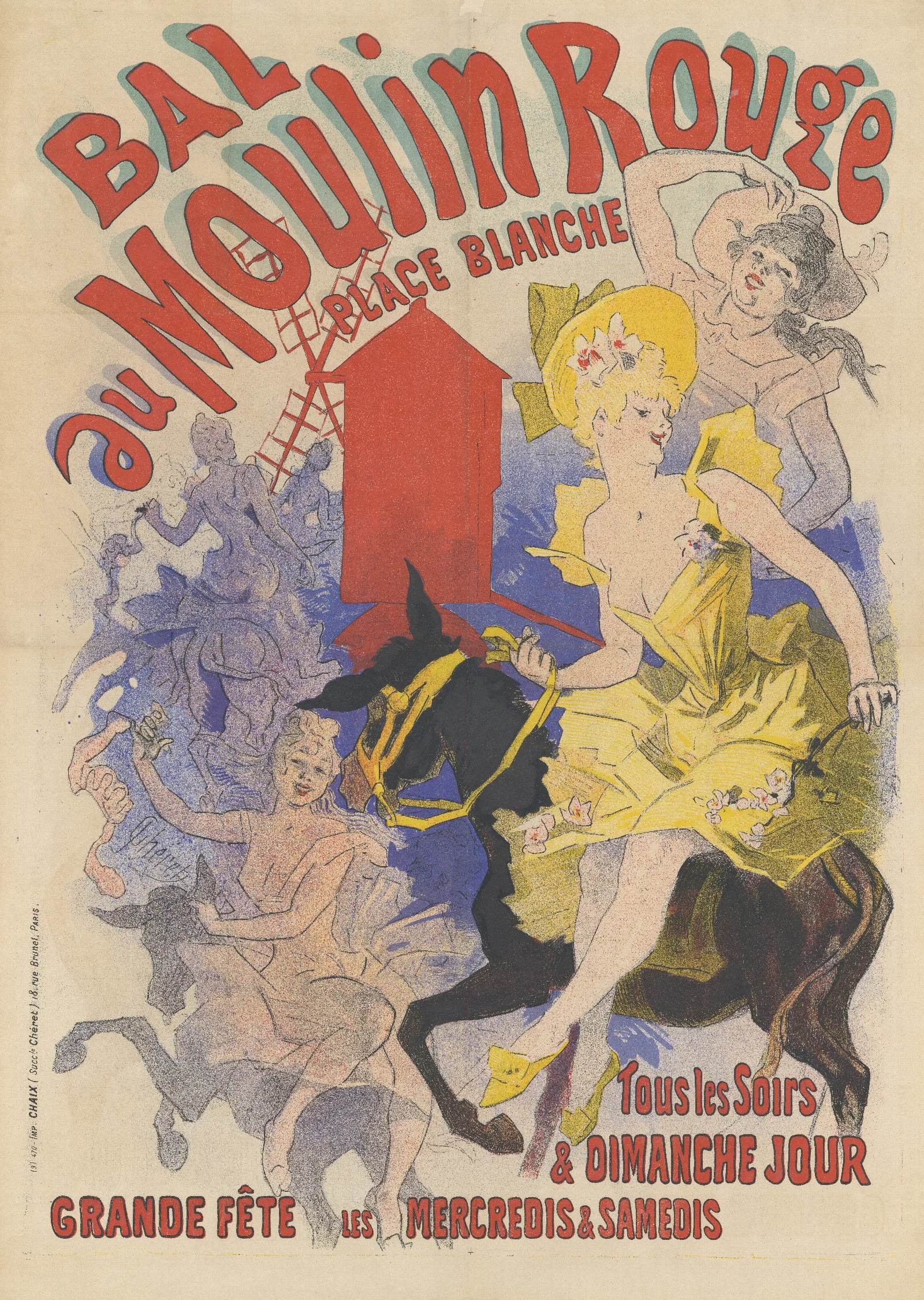 Bal Du Moulin Rouge Tous Les Soirs Et Dimanche Jour Wall Art by Jules Chéret - Canvas Print