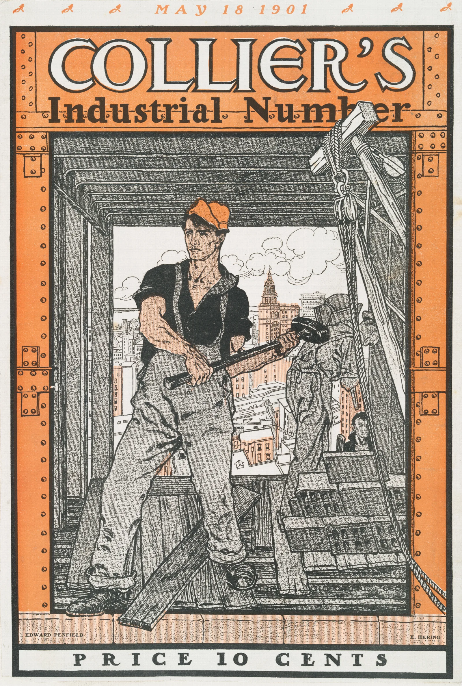Colliers Industrial Number Wall Art by Edward Penfield - Canvas Print