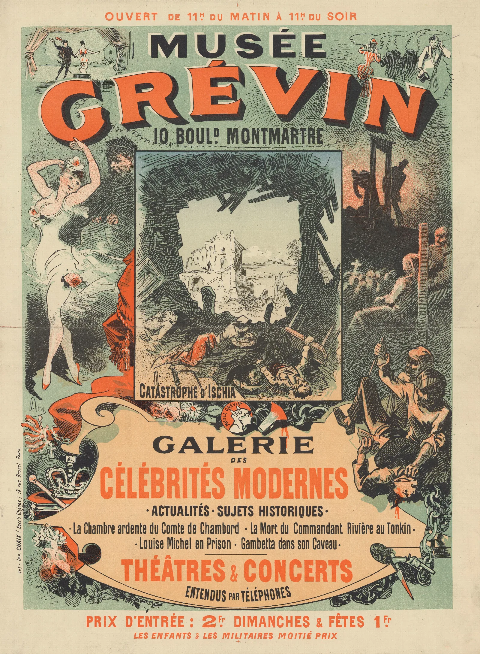 Musee Grevin Catastrophe Dischia Galerie Des Celebrites Modernes Wall Art by Jules Chéret - Canvas Print