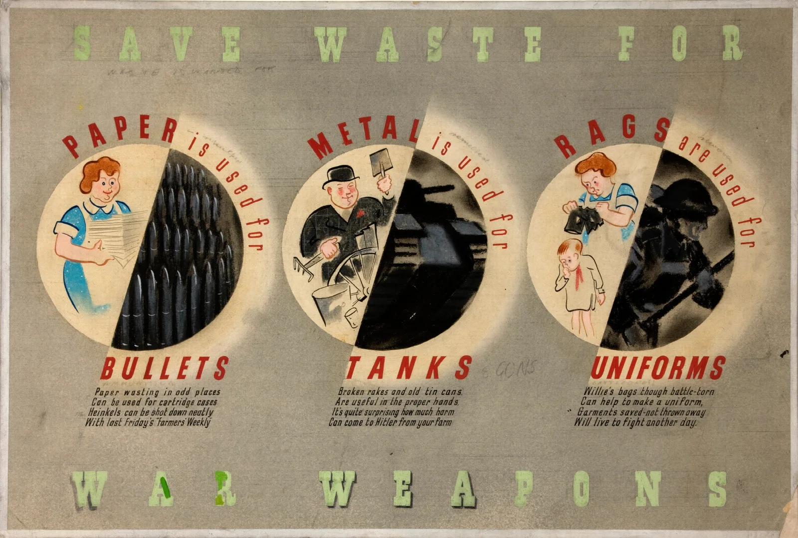 Save Waste For War Weapons Wall Art by Abram Games - Canvas Print