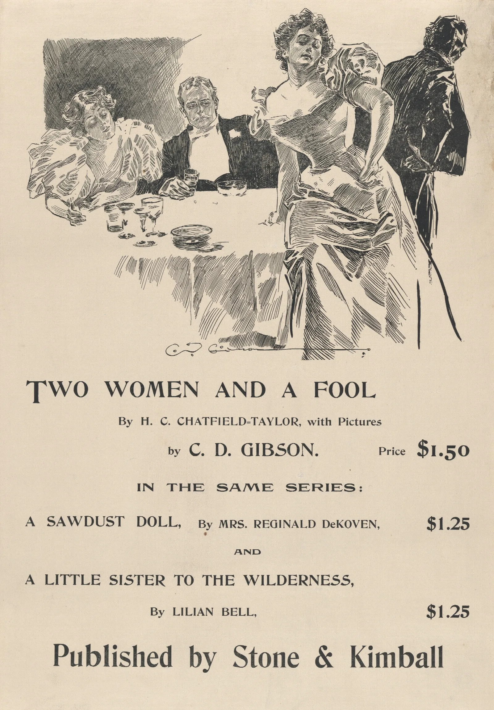 Two Women And A Fool Wall Art by Charles Dana Gibson - Canvas Print
