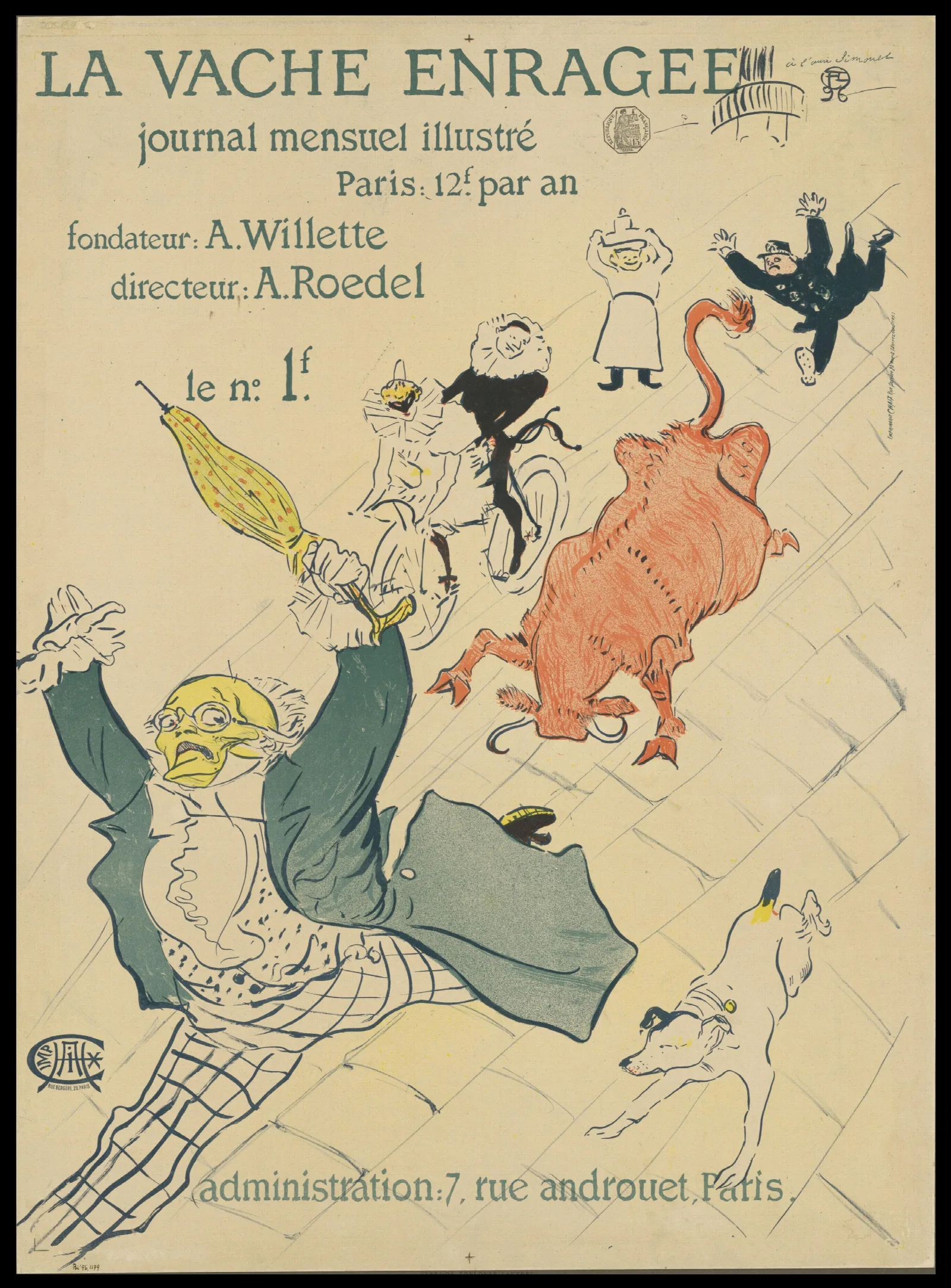 La Vache Enragee Wall Art by Henri de Toulouse-Lautrec - Canvas Print