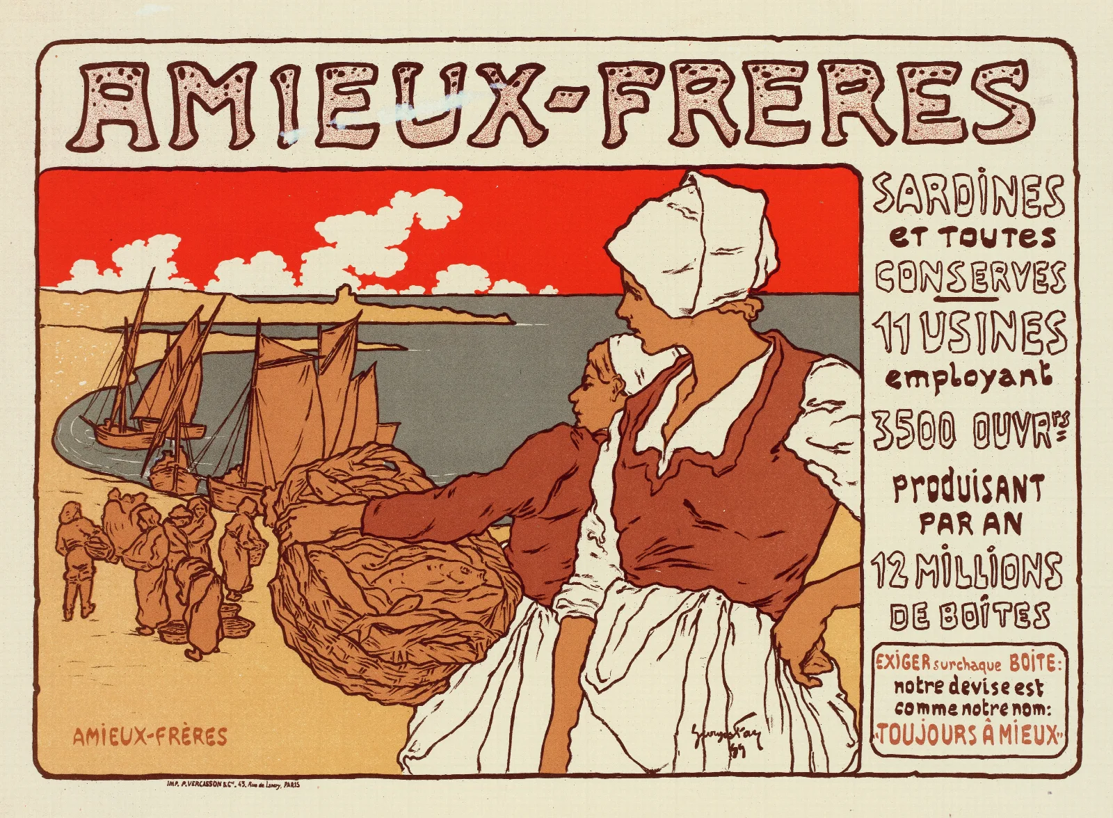 Bieres De La Meuse Wall Art by Alphonse Mucha - Canvas Print