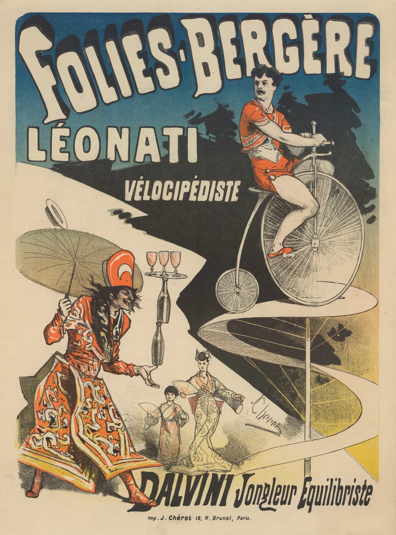 Folies Bergere Leonati Velocipediste Wall Art by Jules Chéret - Canvas Print