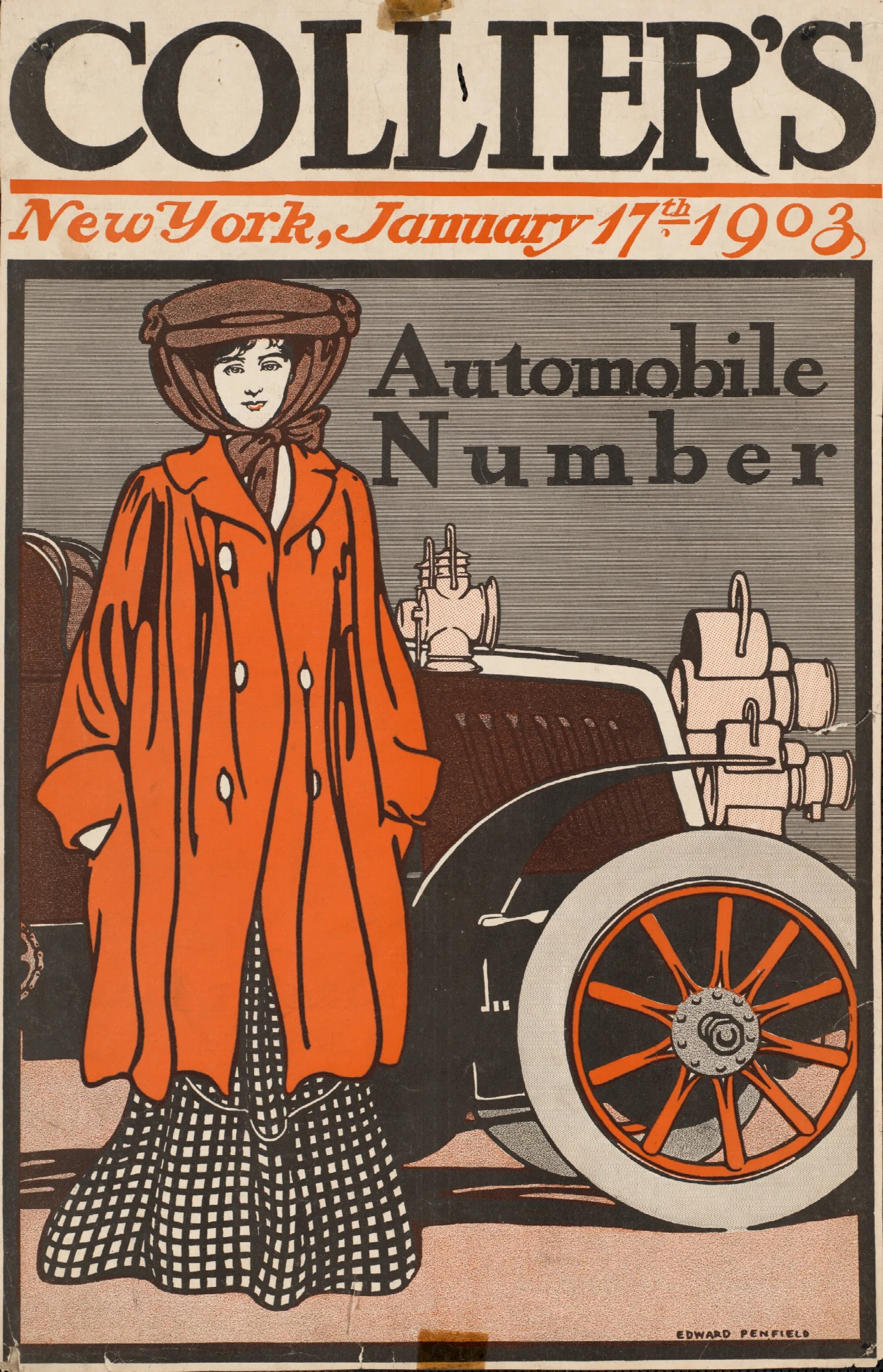 Colliers Automobile Number Wall Art by Edward Penfield - Canvas Print