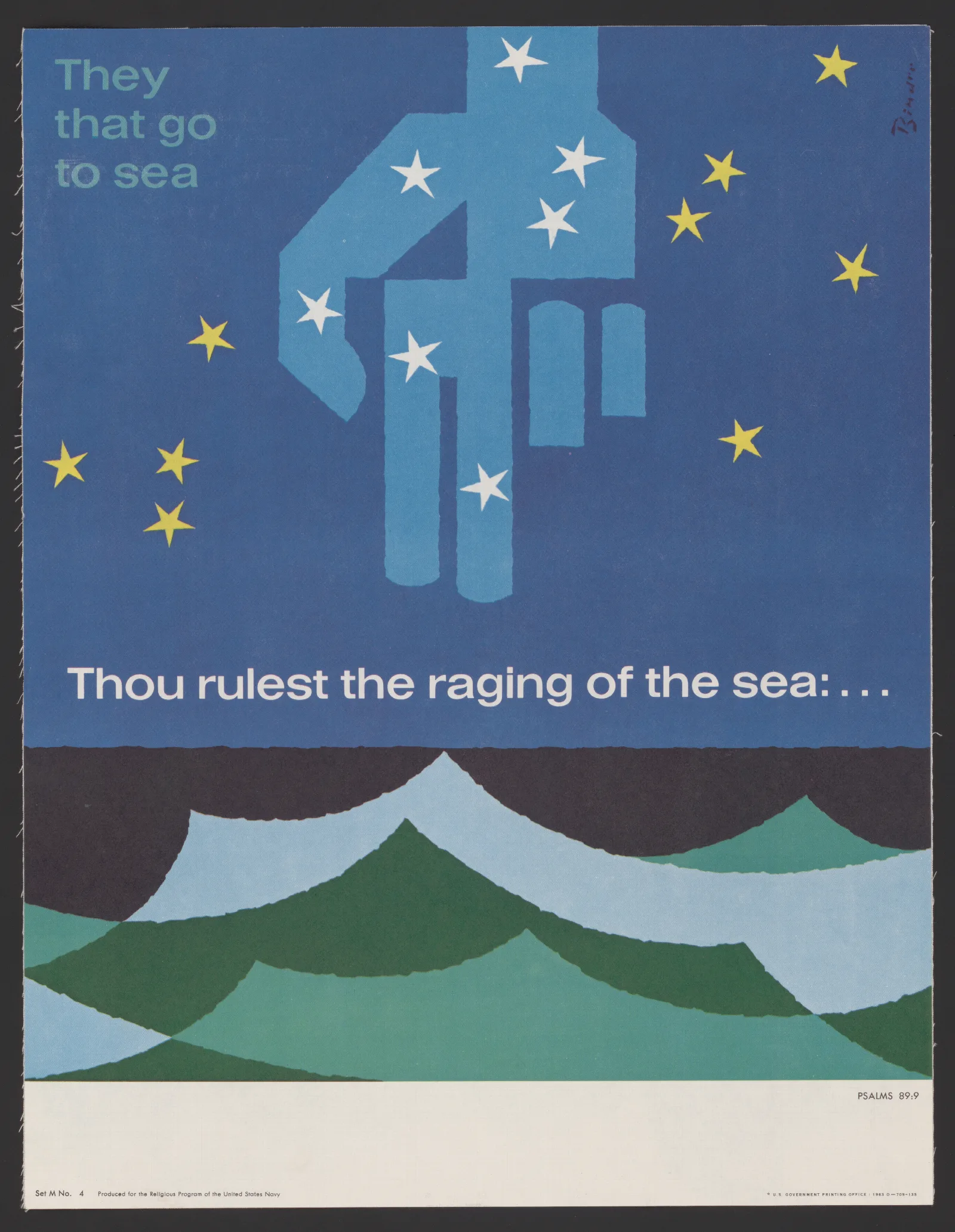 Thou Rulest The Raging Of The Sea Psalms 899 Wall Art by Joseph Binder - Canvas Print