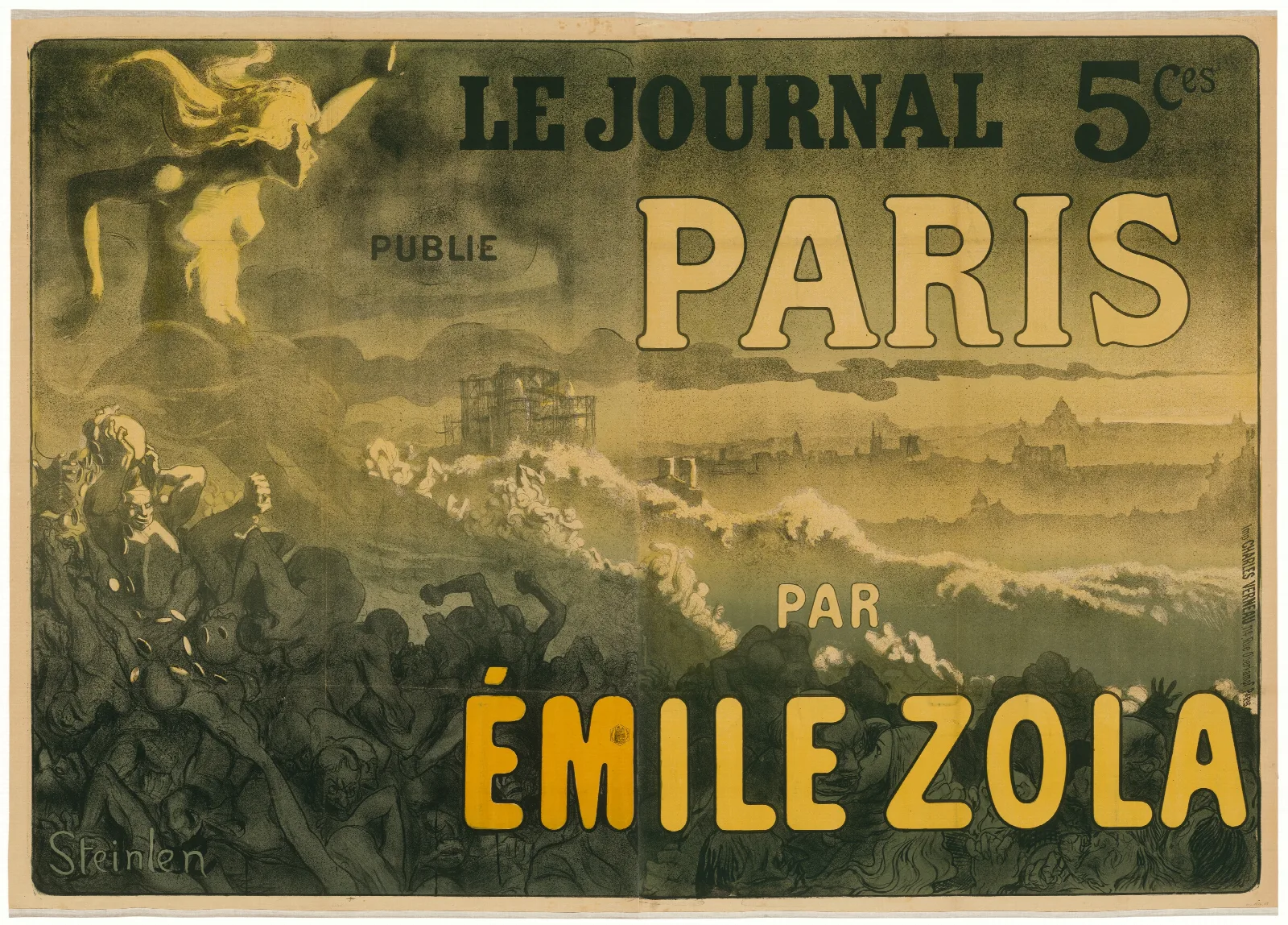 Paris Par Emile Zola Wall Art by Théophile Alexandre Steinlen - Canvas Print
