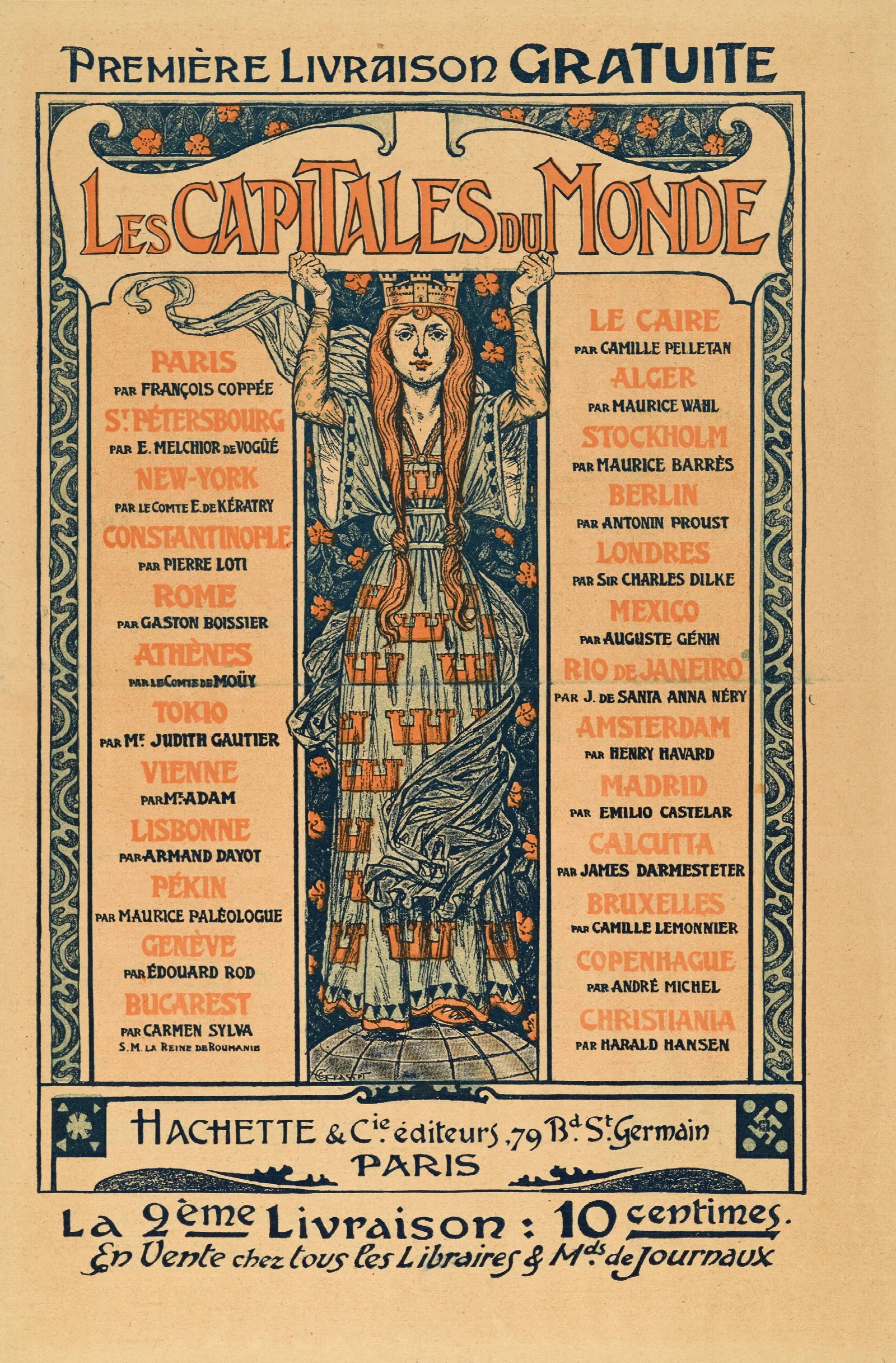 Les Capitales Du Monde Hachette Cie Editeurs 2 Wall Art by Eugène Grasset - Canvas Print