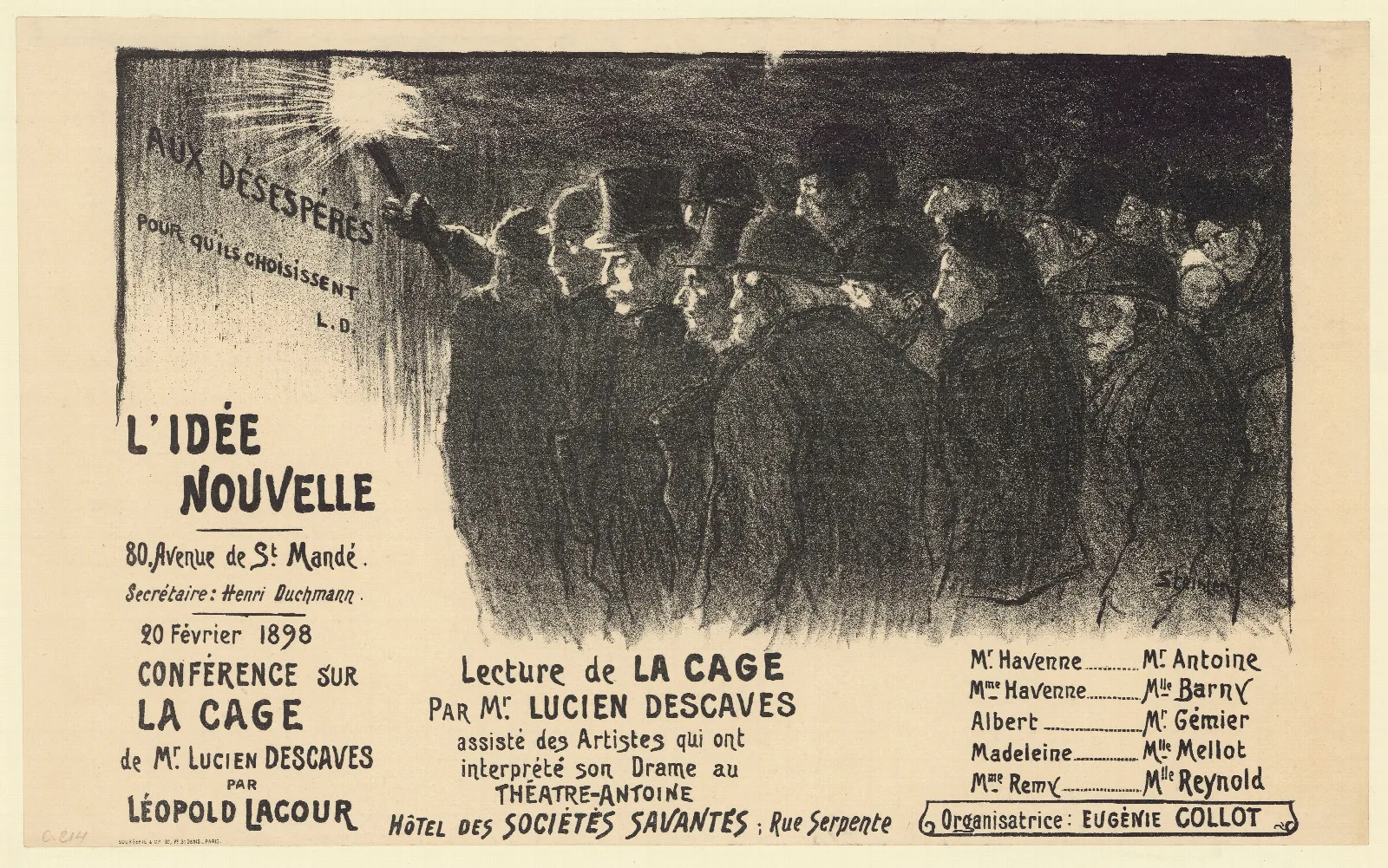 Aux Desesperes Pour Quils Choisissent Wall Art by Théophile Alexandre Steinlen - Canvas Print