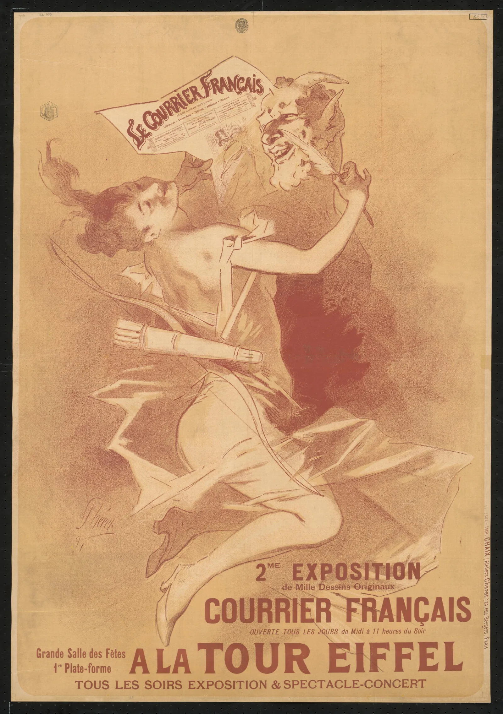 2 Exposition De Mille Dessins Originaux Du Courrier Francais Wall Art by Jules Chéret - Canvas Print