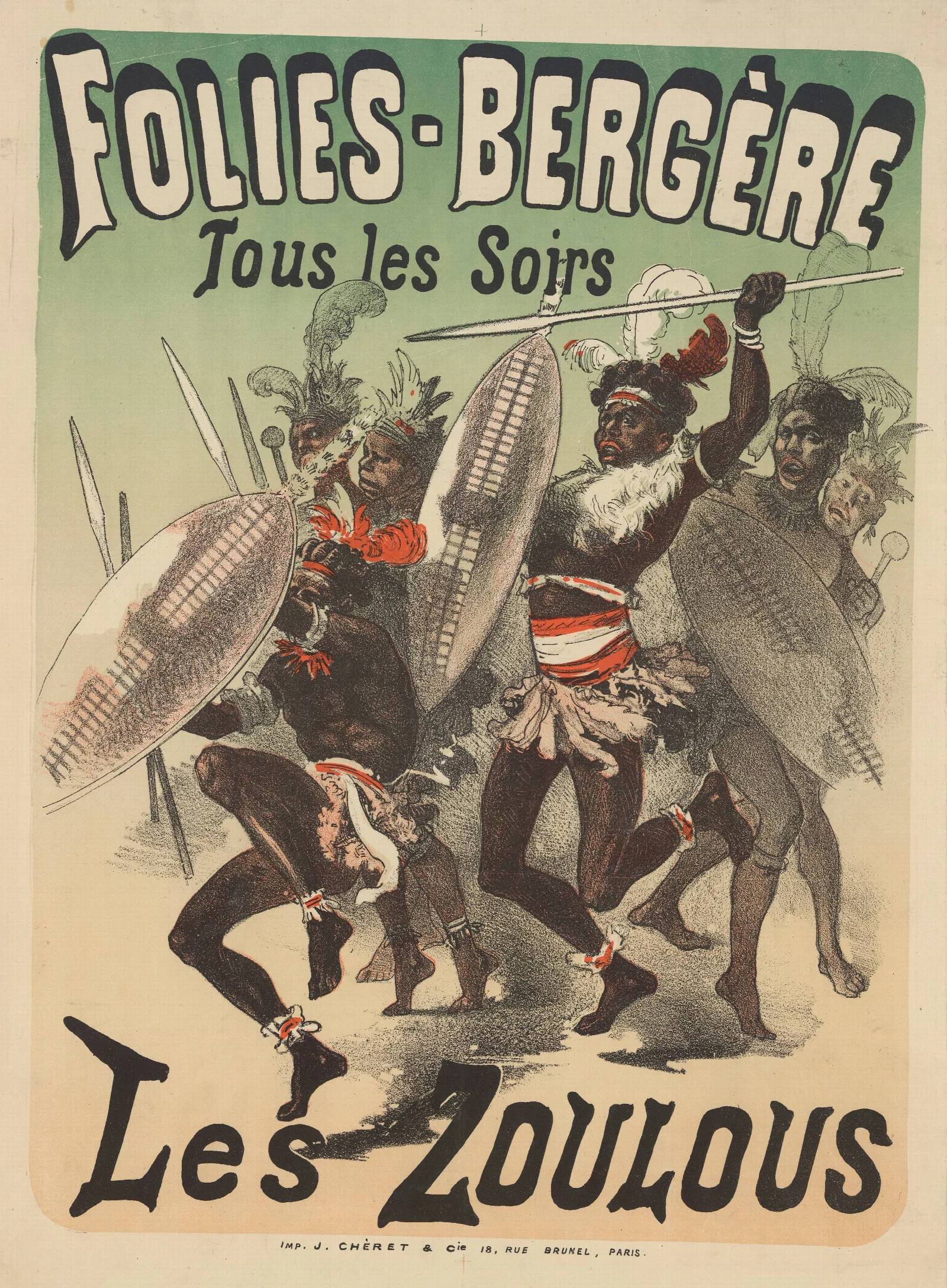 Folies Bergere Les Zoulous Wall Art by Jules Chéret - Canvas Print