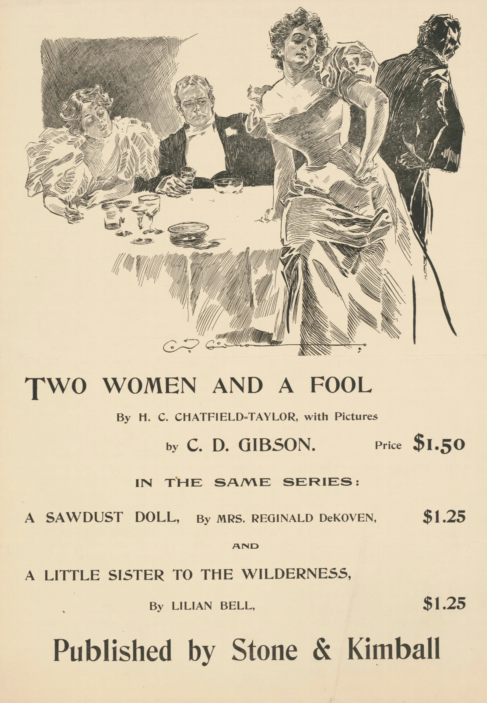 Two Women And A Fool By H C Chatfield Taylor Published By Stone Kimball Wall Art by Charles Dana Gibson - Canvas Print