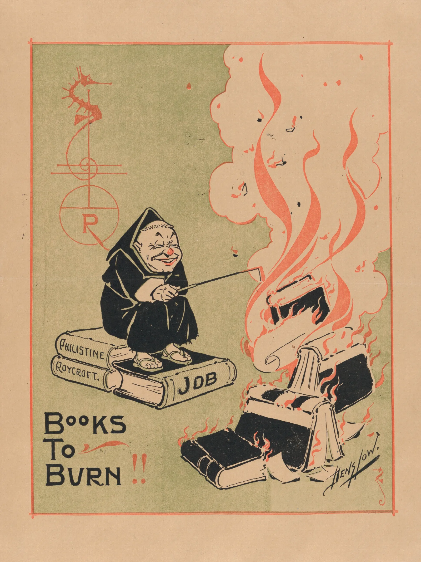 The Philistine Books To Burn Wall Art by William Wallace Denslow - Canvas Print
