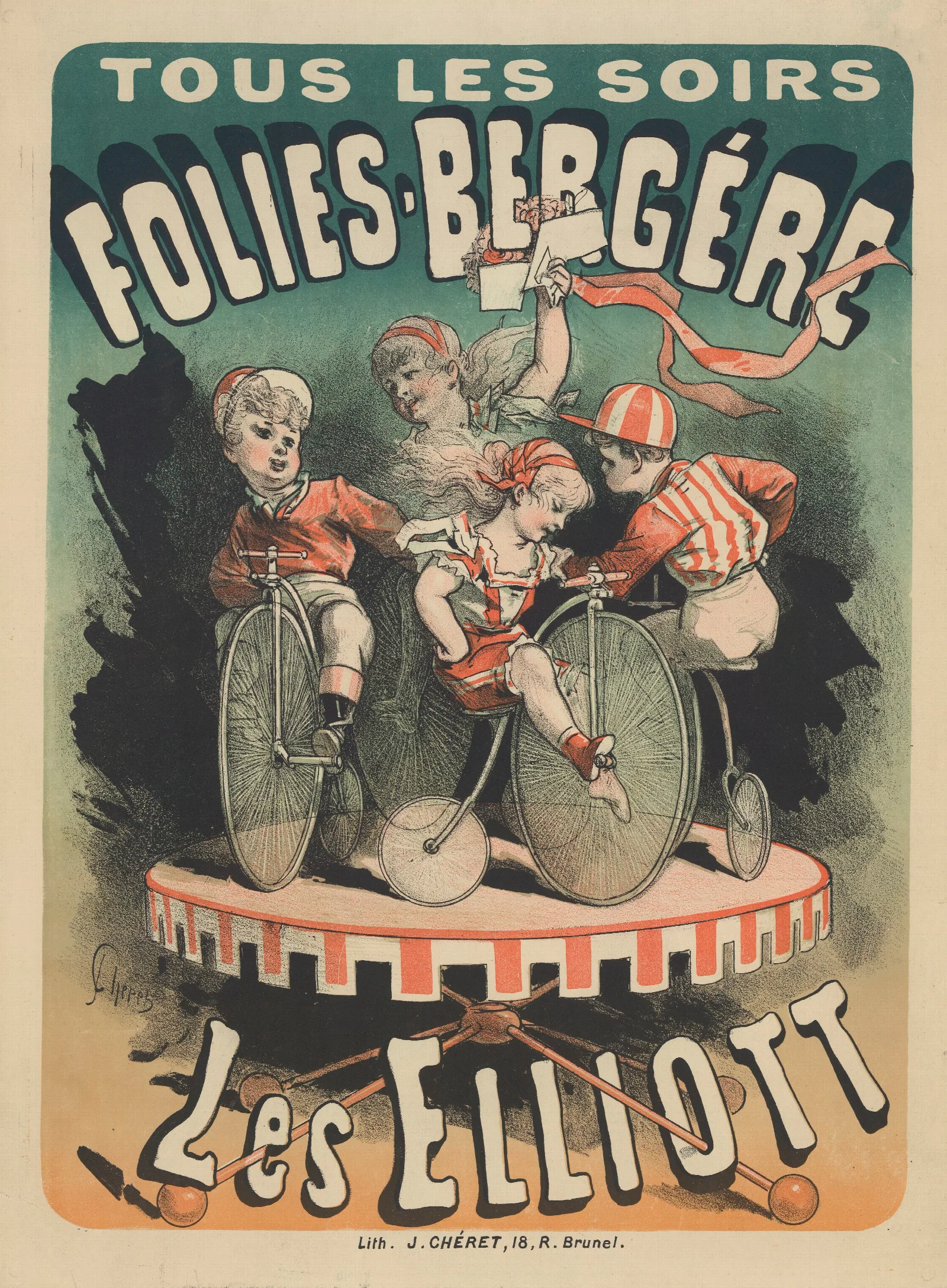 Folies Bergere Les Elliott Wall Art by Jules Chéret - Canvas Print