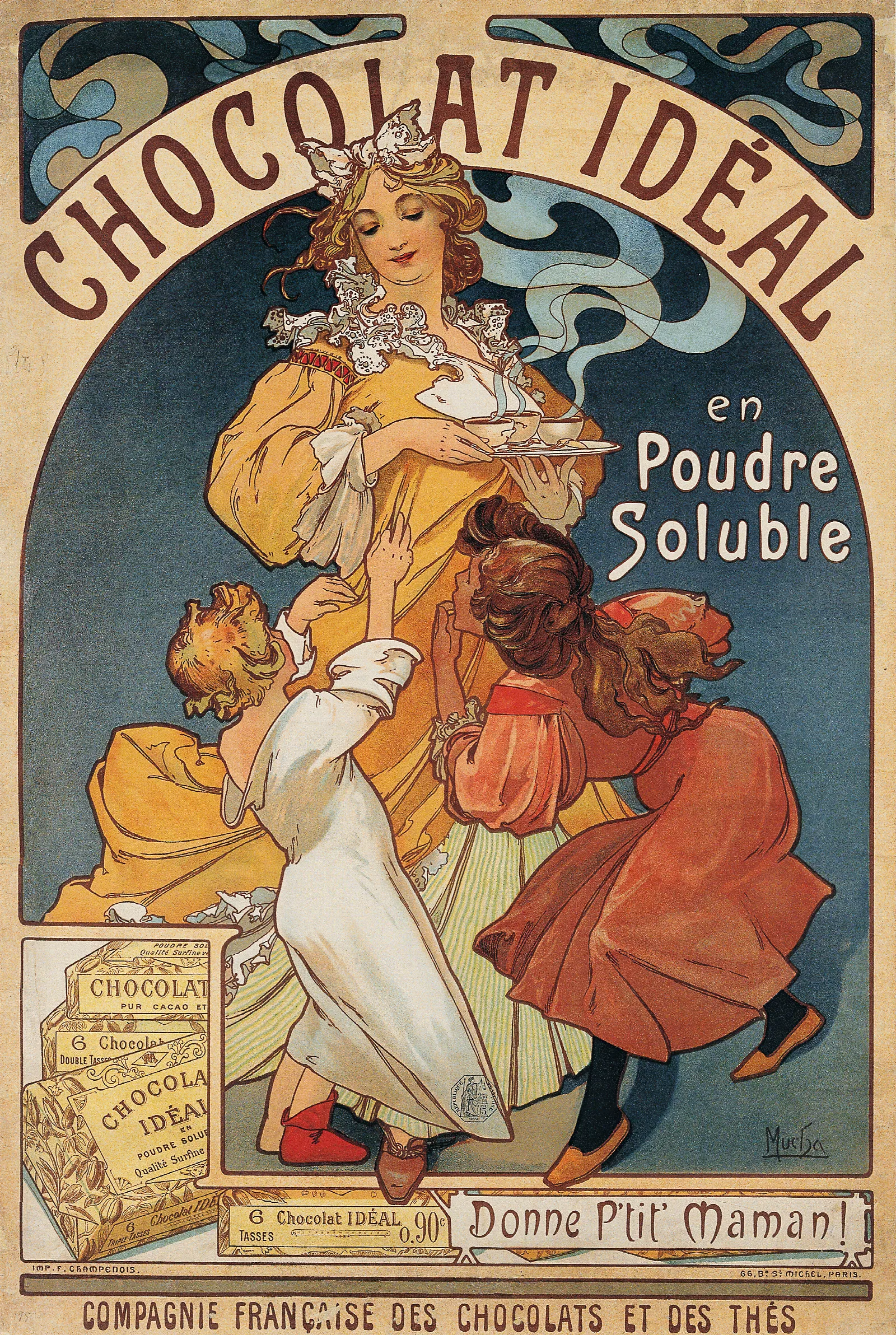 Chocolat Ideal Wall Art by Alphonse Mucha - Canvas Print