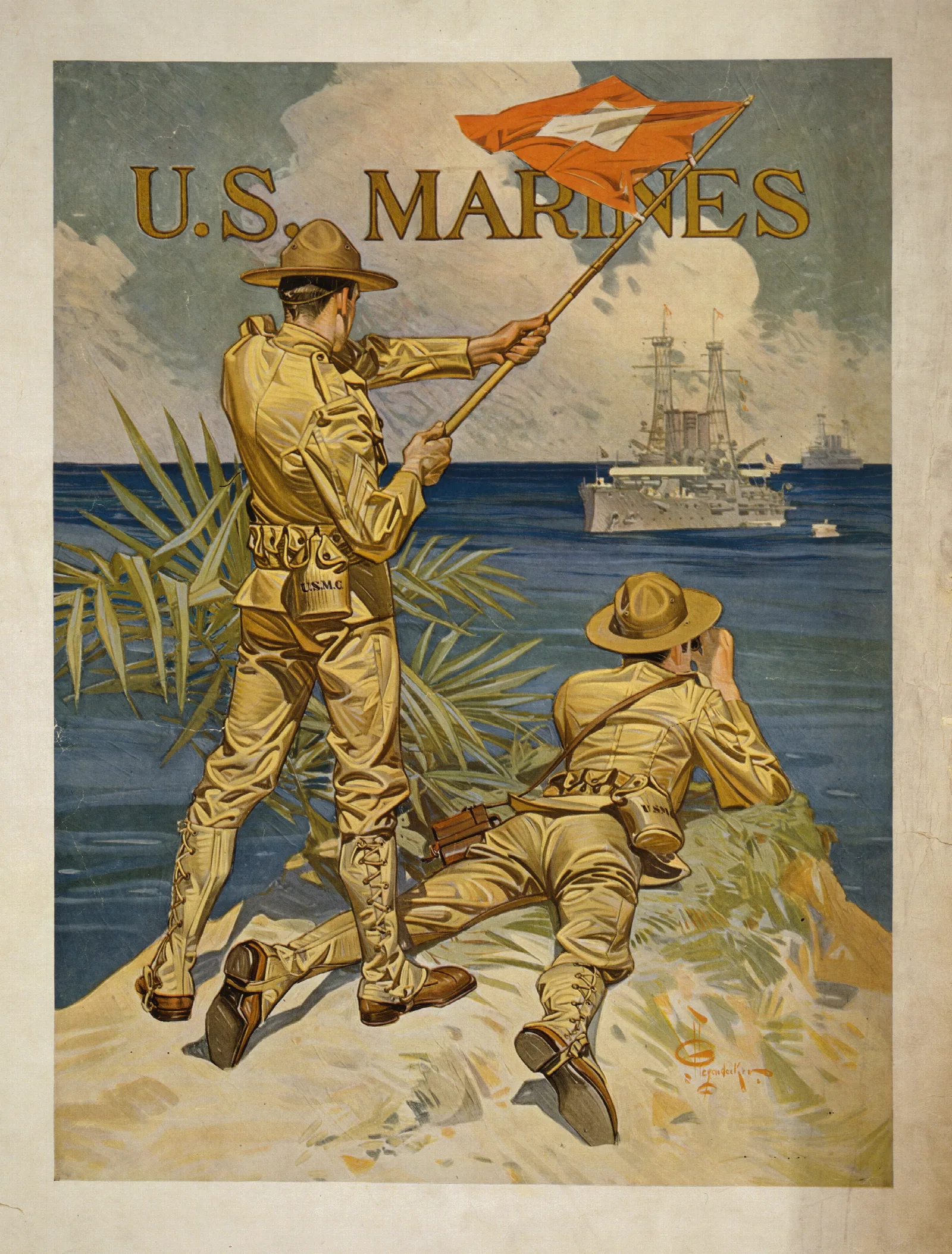 U S Marines Wall Art by Joseph Christian Leyendecker - Canvas Print