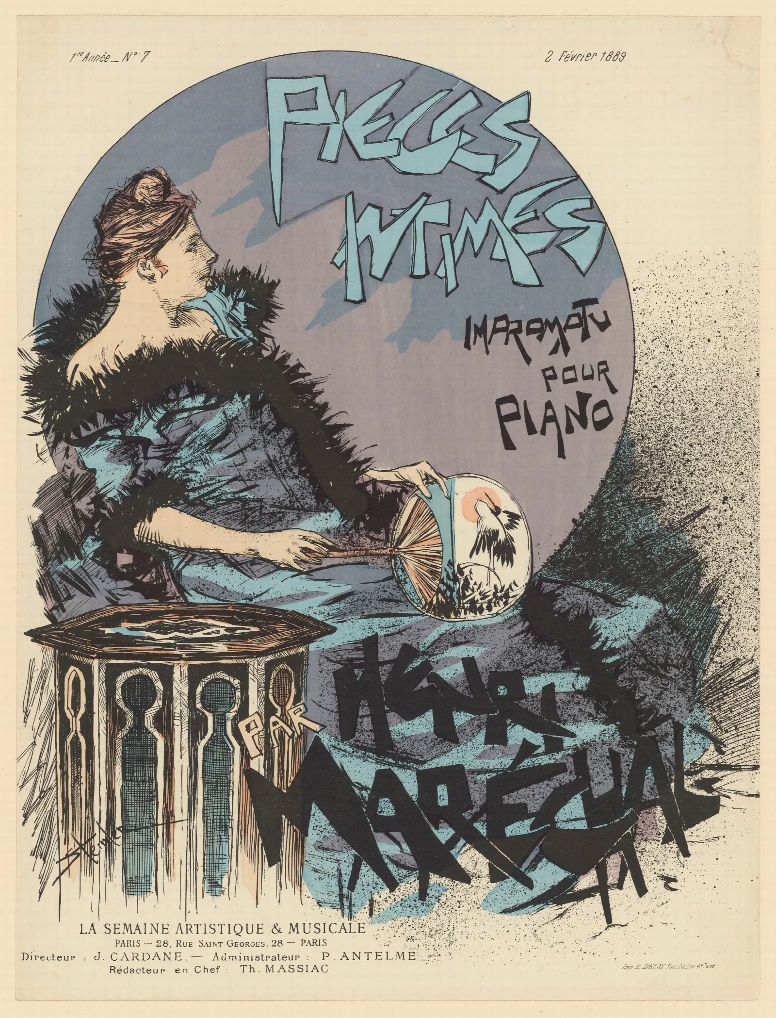 Pieces Intimes Impromptu Pour Piano Par Henri Marechal Wall Art by Théophile Alexandre Steinlen - Canvas Print