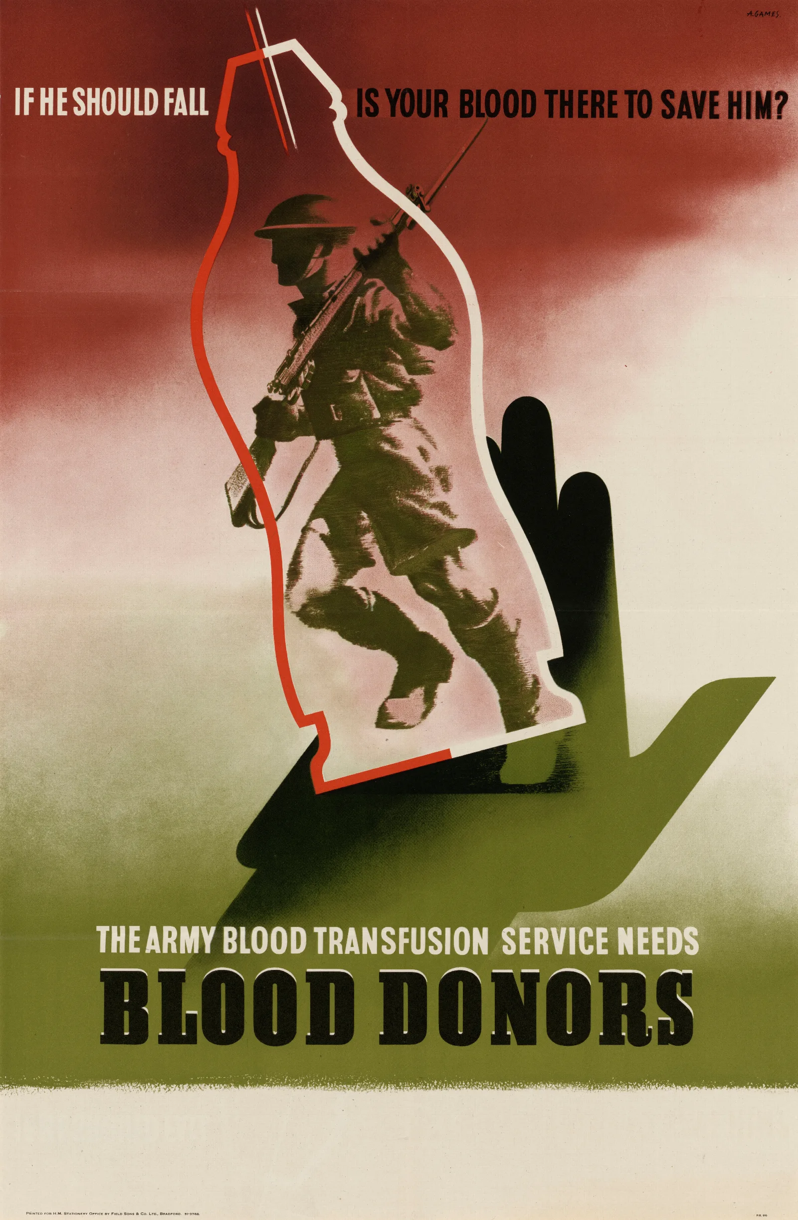 The Army Blood Transfusion Service Needs Blood Donors Wall Art by Abram Games - Canvas Print