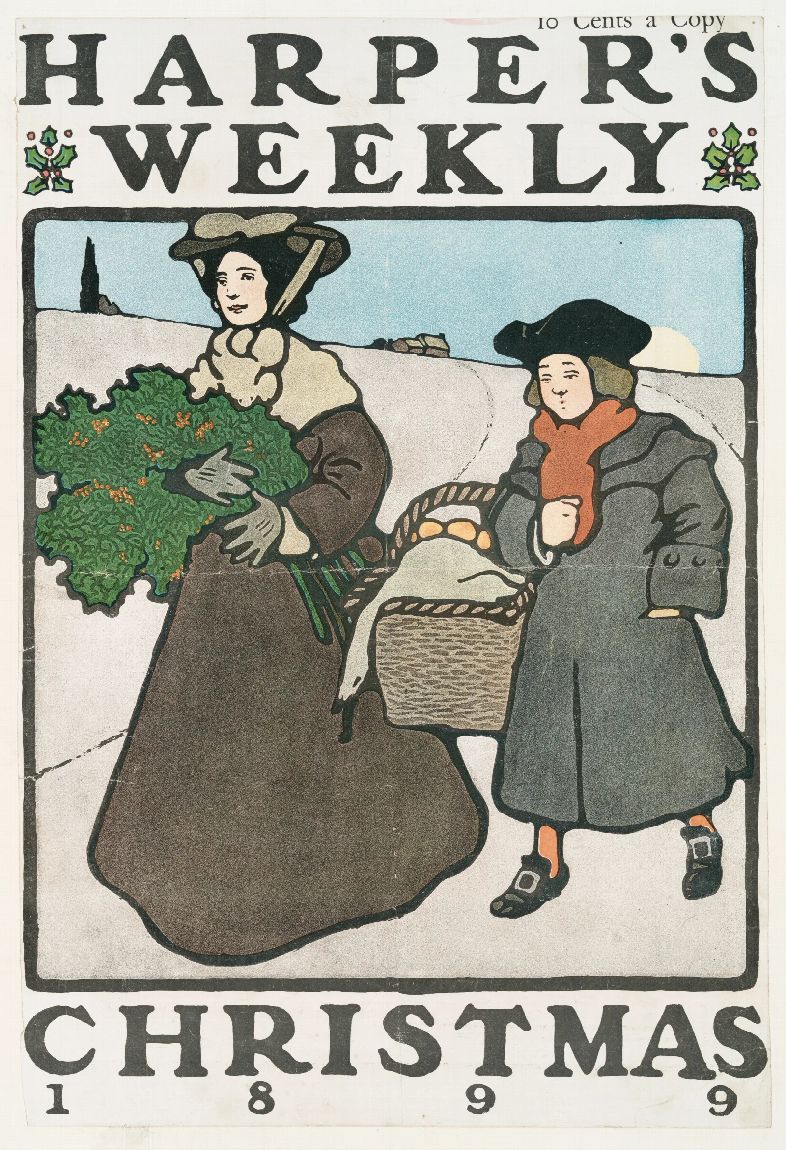 Harpers Weekly Christmas 1899 Wall Art by Edward Penfield - Canvas Print