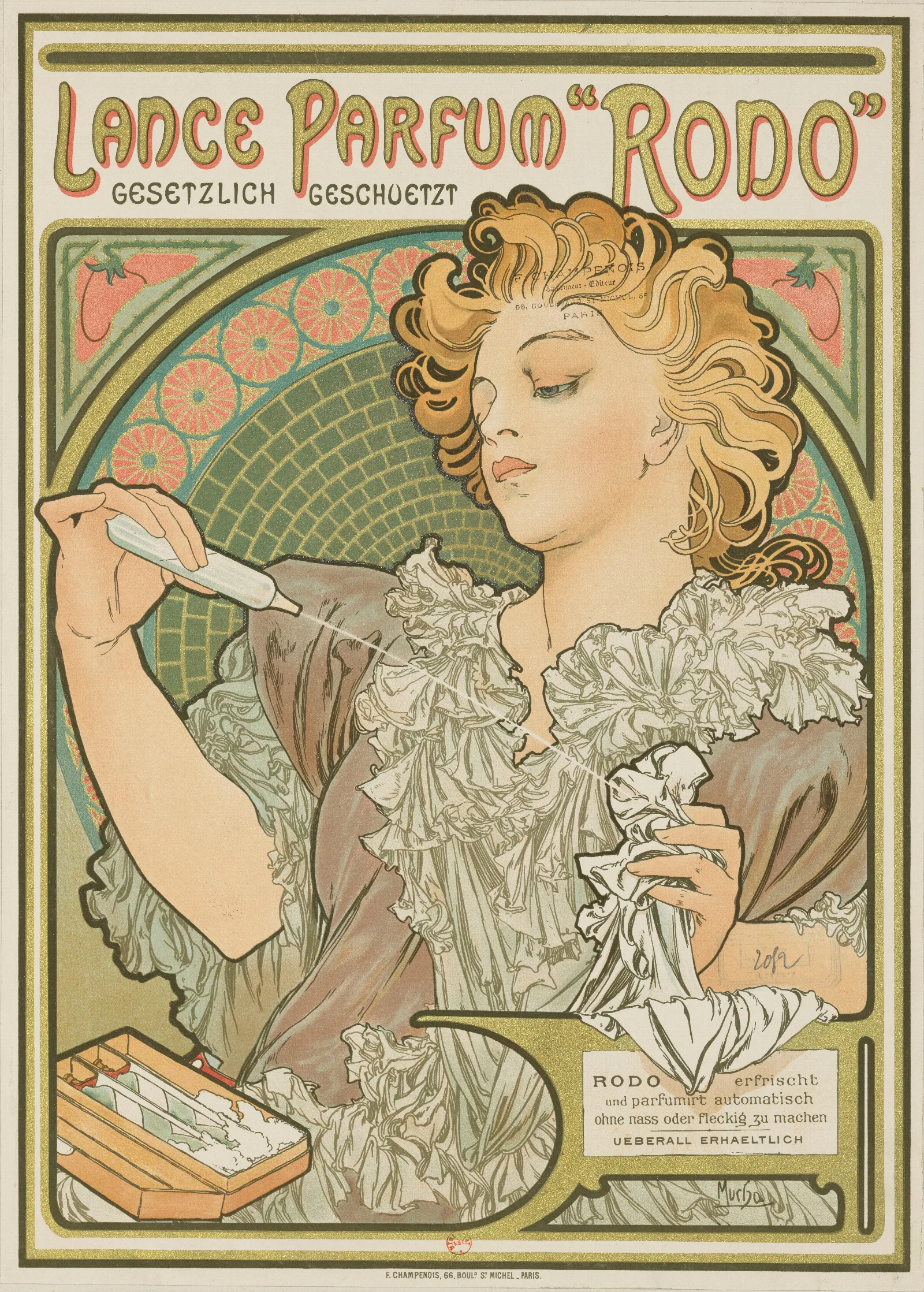 Lance Parfum Rodo Gesetzlich Geschvetz Wall Art by Alphonse Mucha - Canvas Print