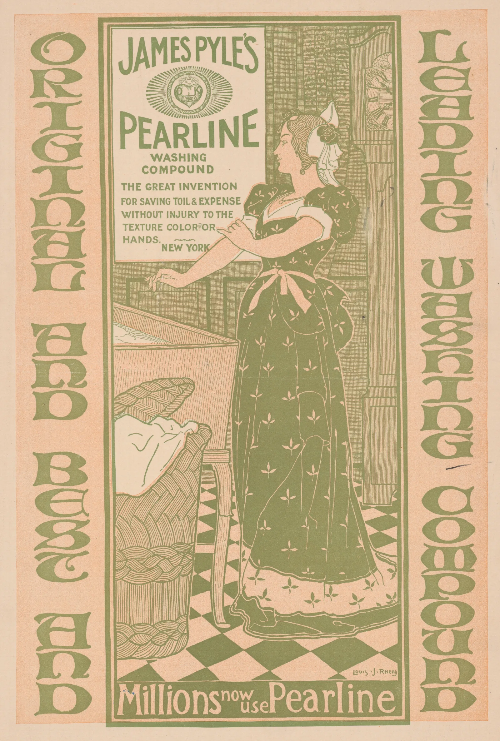 James Pyles Pearline Washing Compund Wall Art by Louis Rhead - Canvas Print