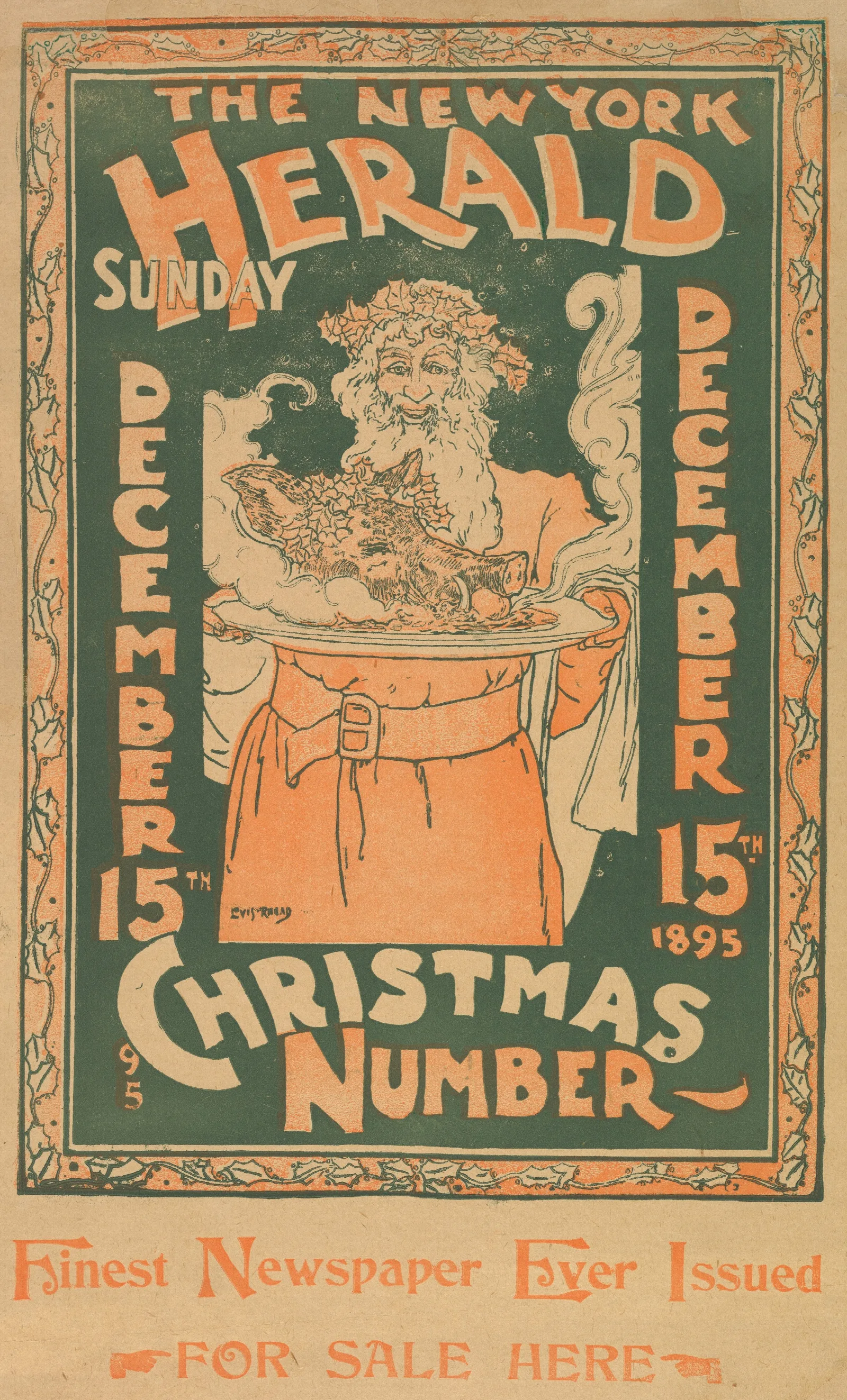 The New York Herald Sunday December 15 Wall Art by Louis Rhead - Canvas Print