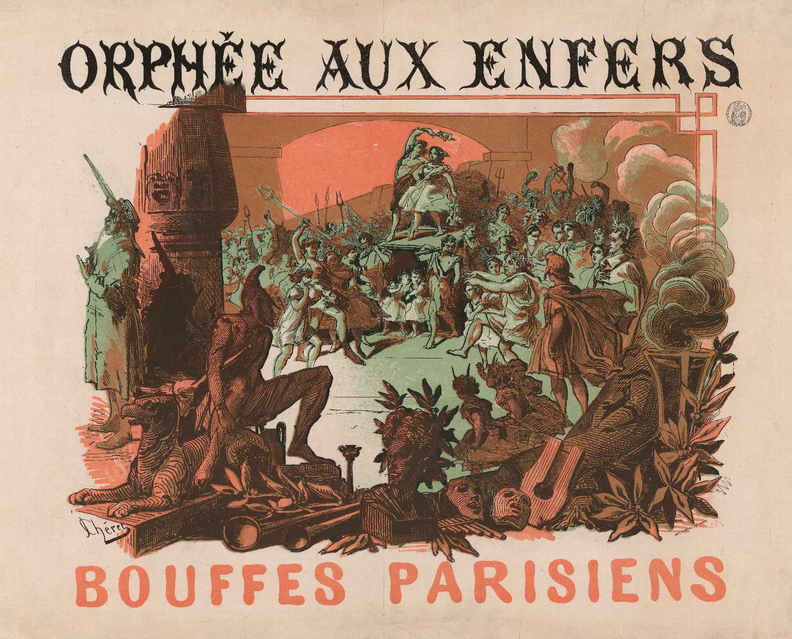 Orphee Aux Enfers At The Bouffes Parisiens Wall Art by Jules Chéret - Canvas Print