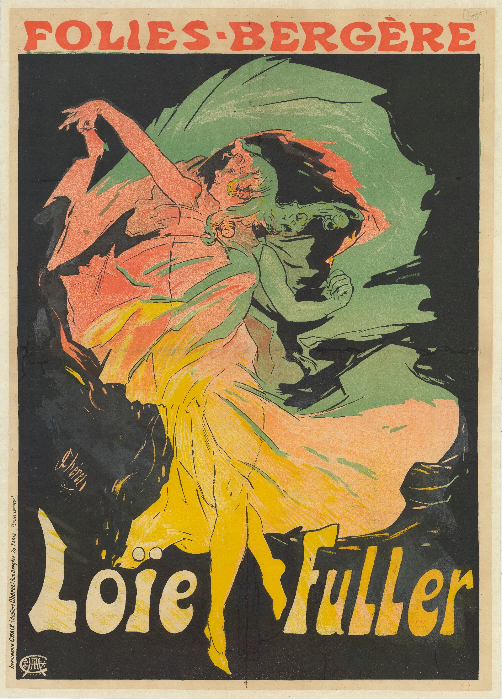 Folies Bergere Loie Fuller Wall Art by Jules Chéret - Canvas Print