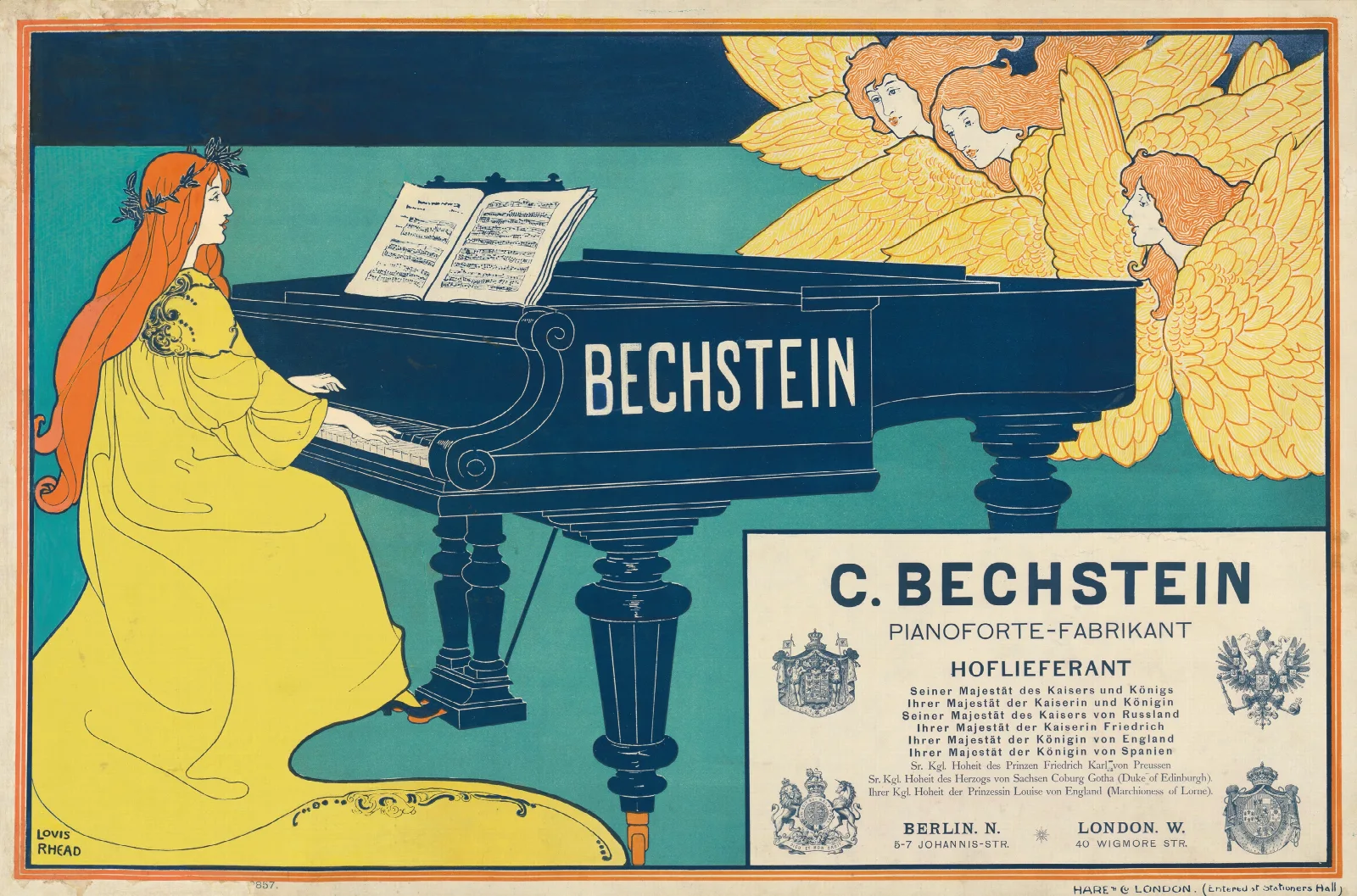 C Bechstein Pianoforte Fabrikant Hoflieferant Wall Art by Louis Rhead - Canvas Print